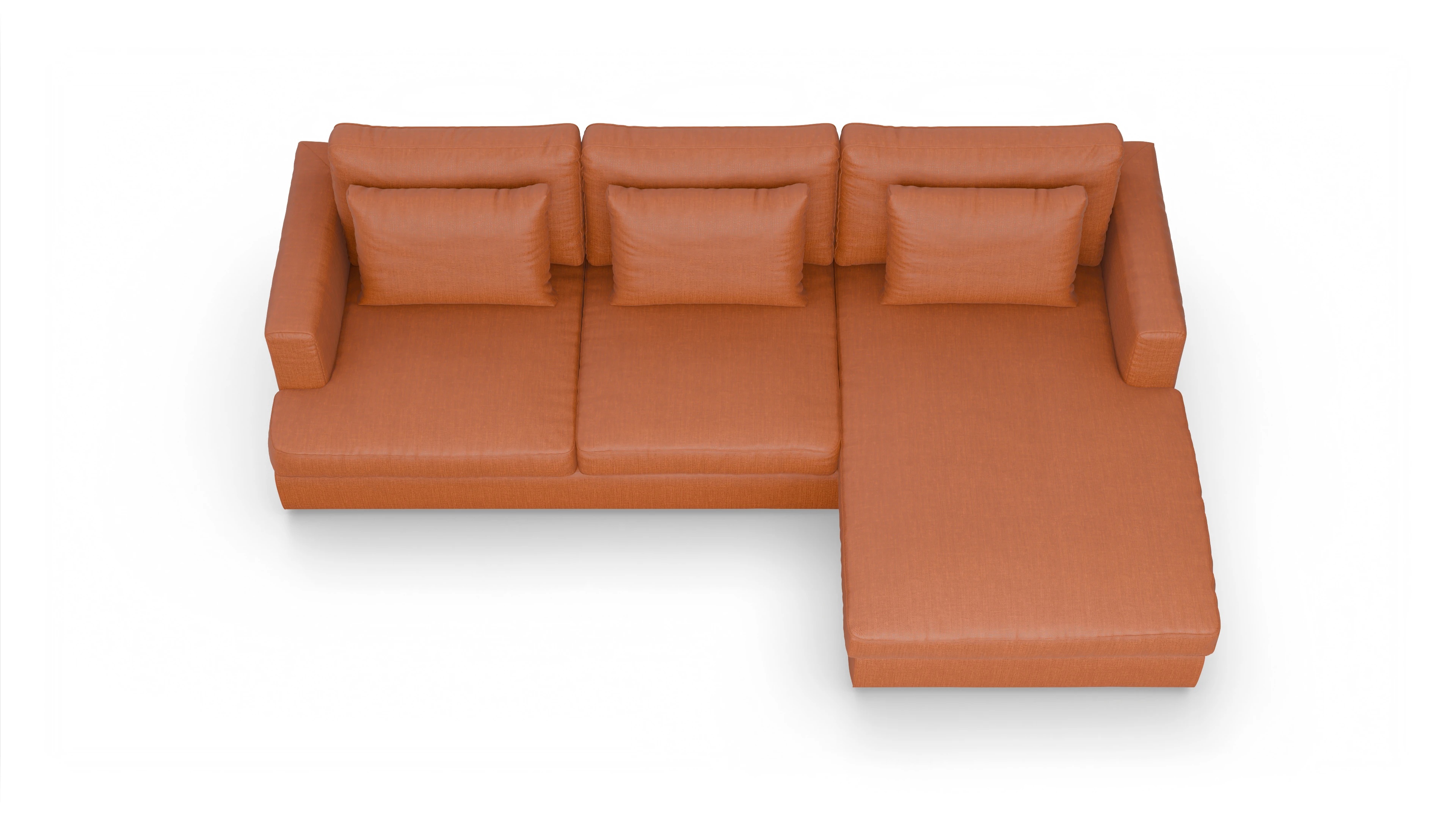 Stoffsofa Sospiri Ansicht des Produktes Sospiri Sofa mit Rec rechts in Stoff orange