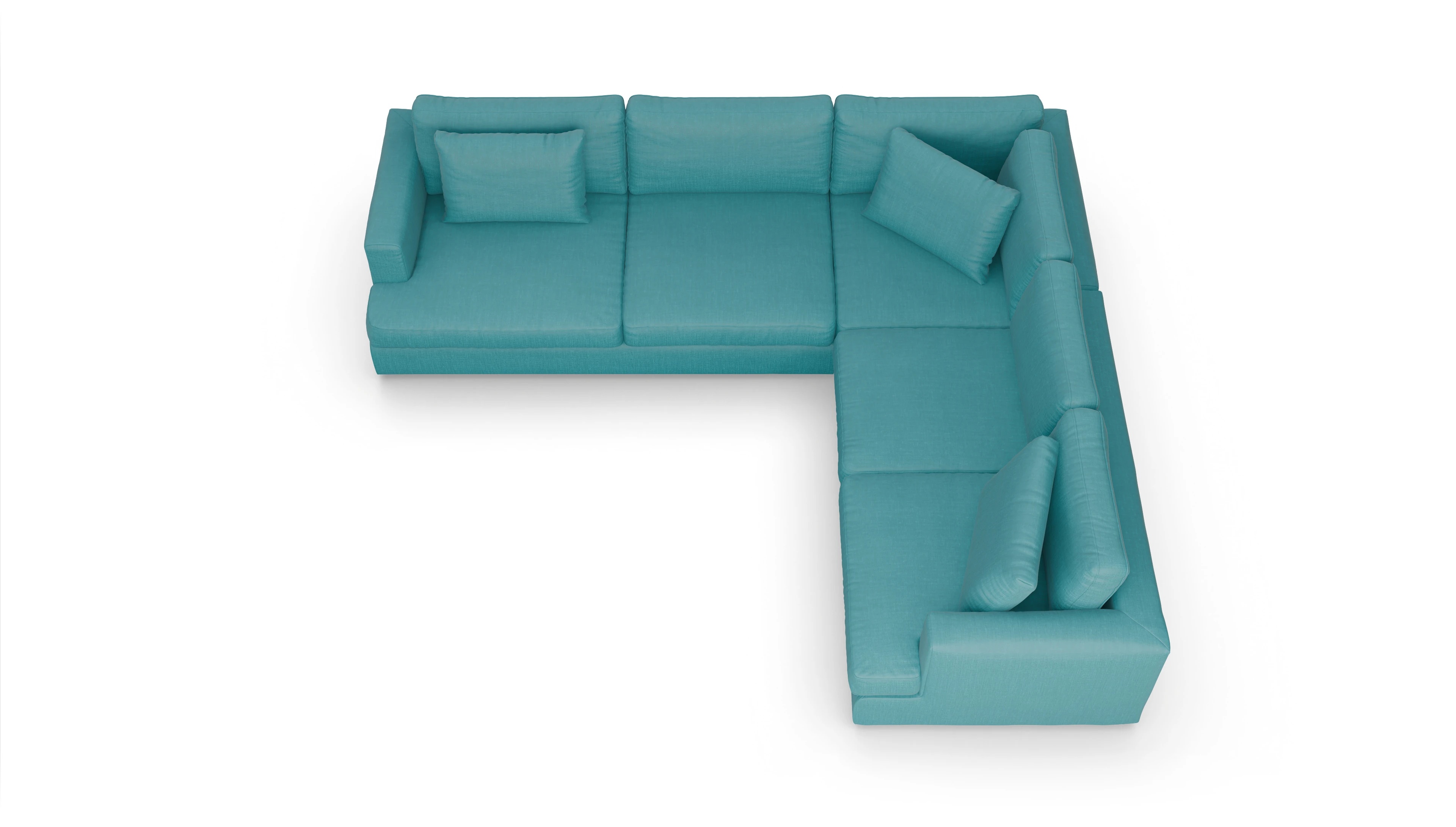 Stoffsofa Sospiri Ansicht des Produktes Sospiri Ecksofa Rechts in Stoff blau