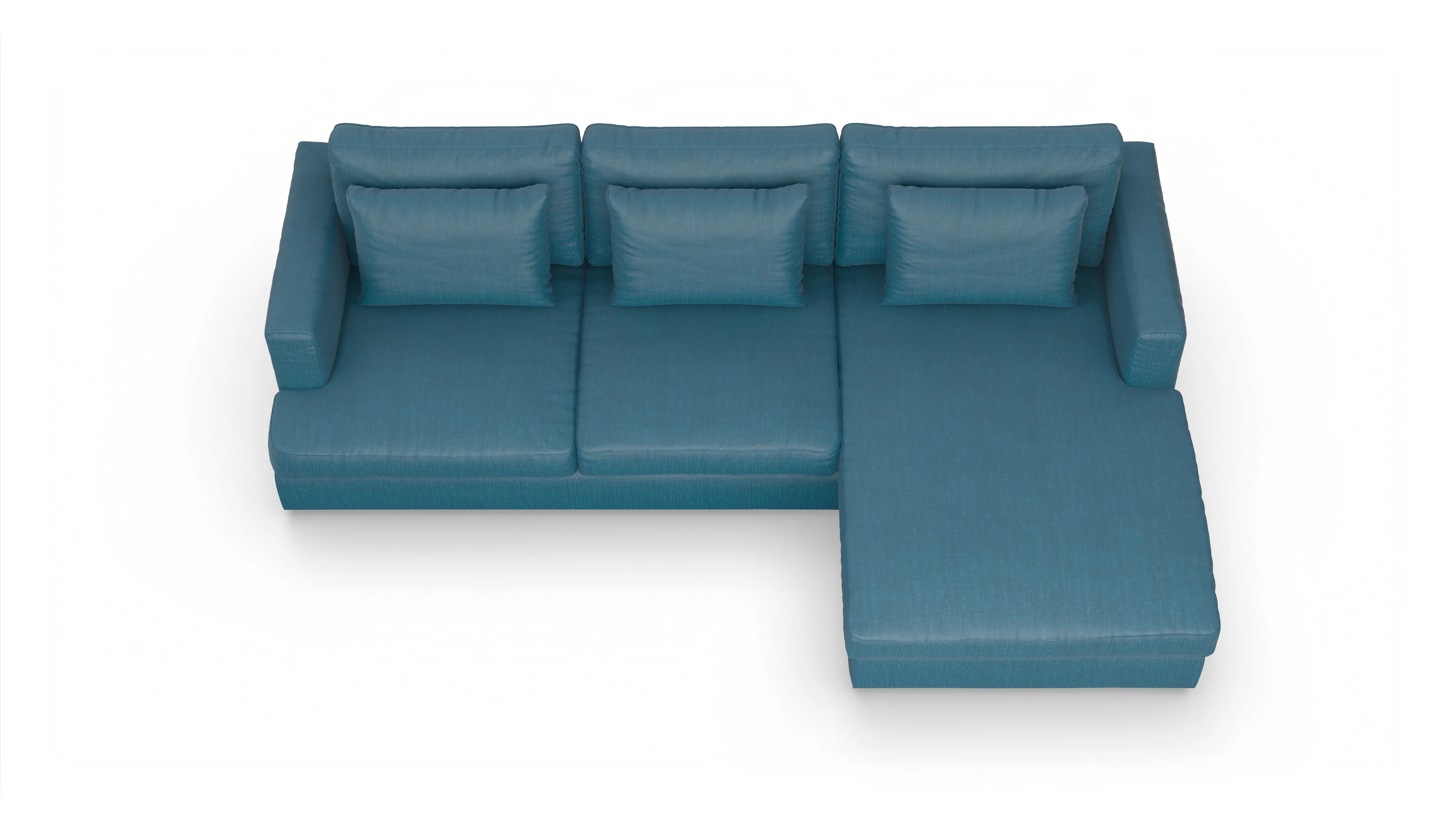 Ansicht des Produktes Sospiri Sofa mit Rec rechts in Stoff blau