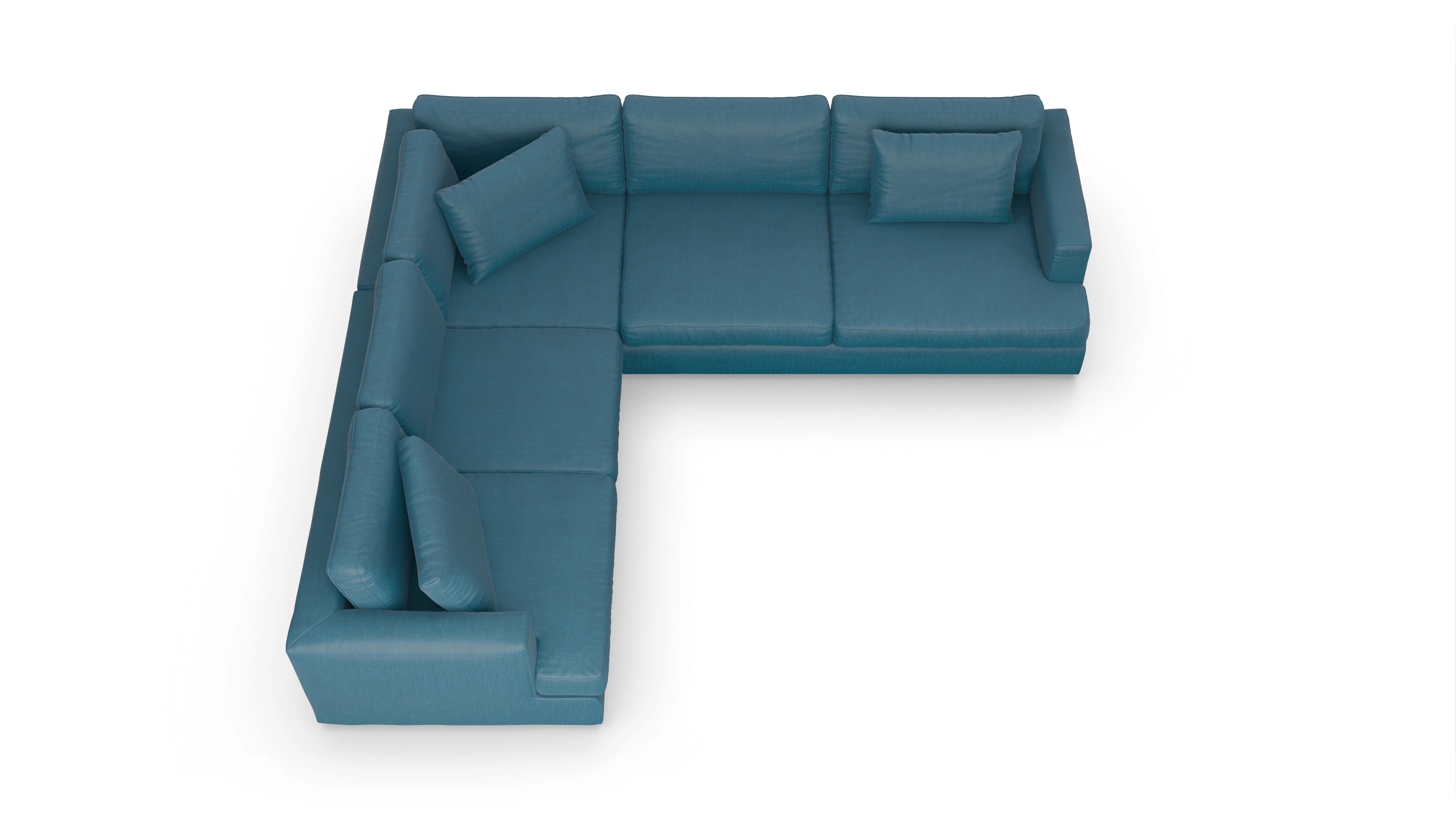 Stoffsofa Sospiri Ansicht des Produktes Sospiri Ecksofa Links in Stoff blau