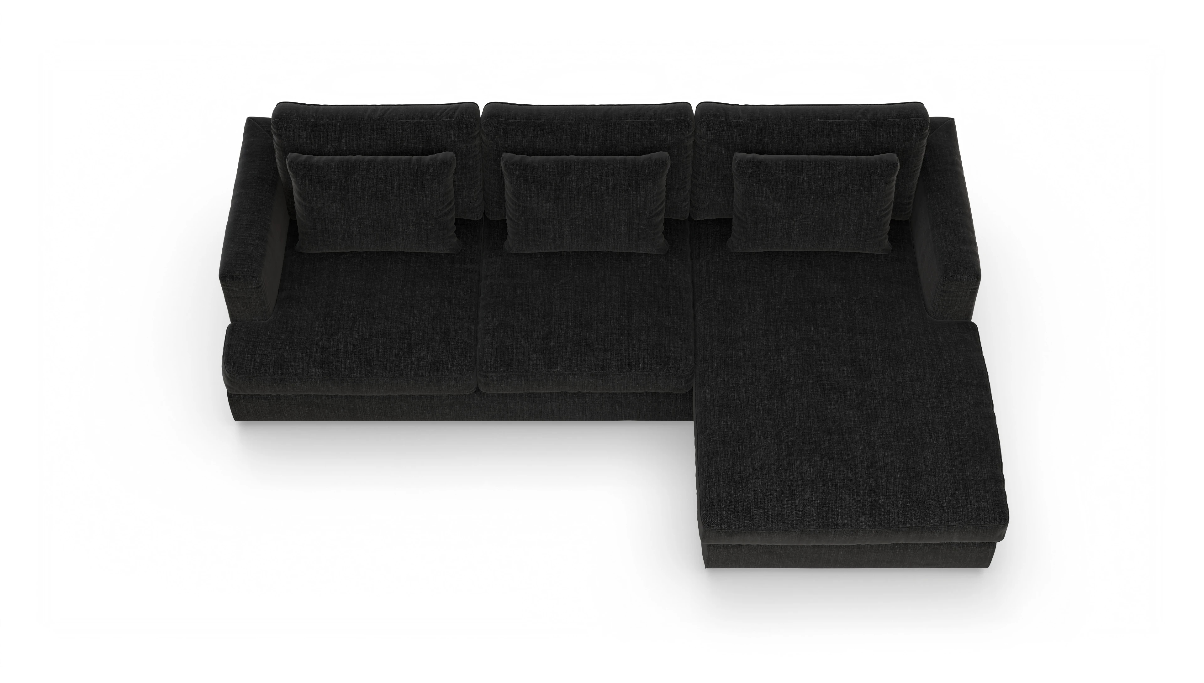 Ansicht des Produktes Sospiri Sofa mit Rec rechts in Stoff schwarz