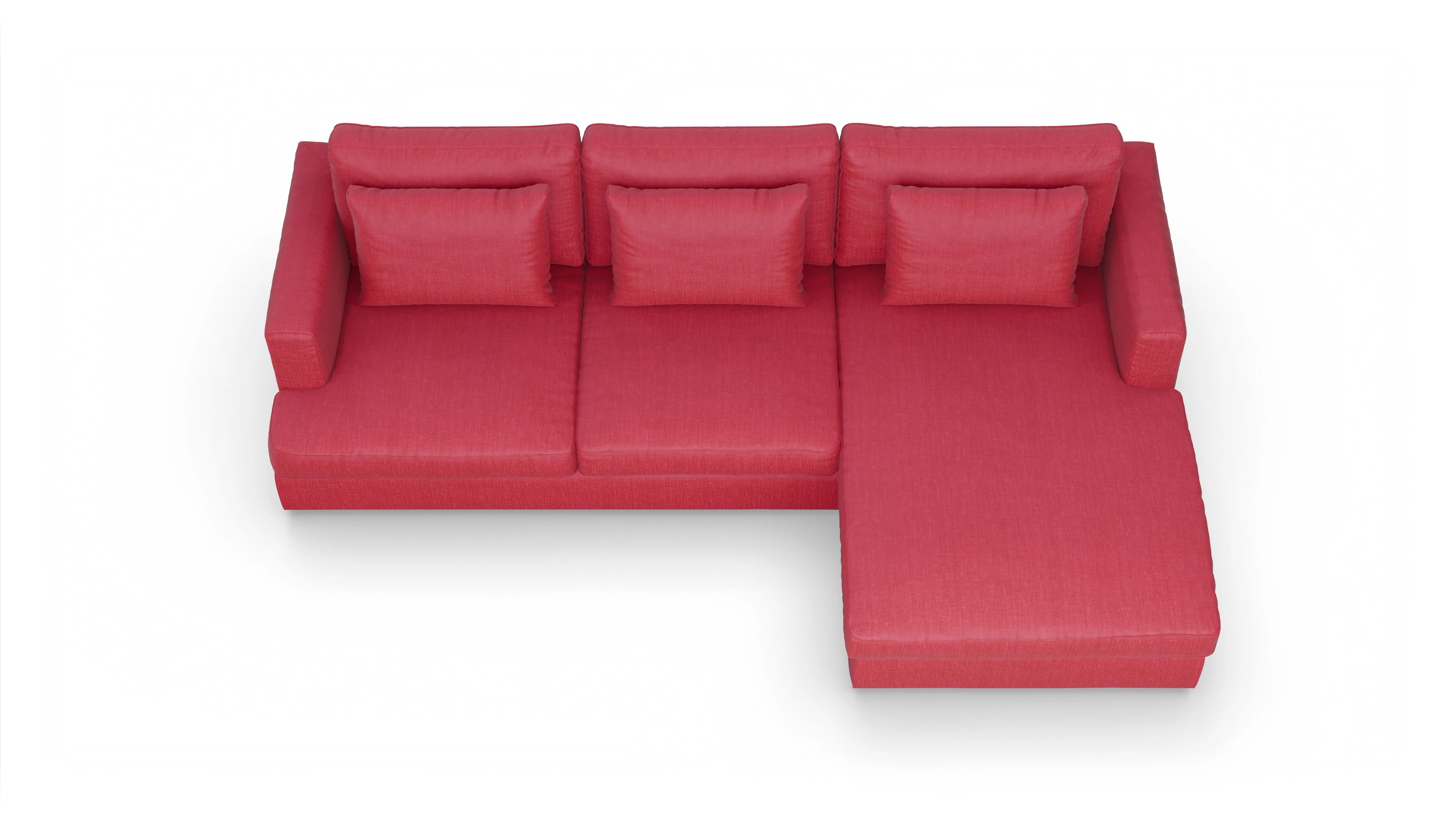 Ansicht des Produktes Sospiri Sofa mit Rec rechts in Stoff rot