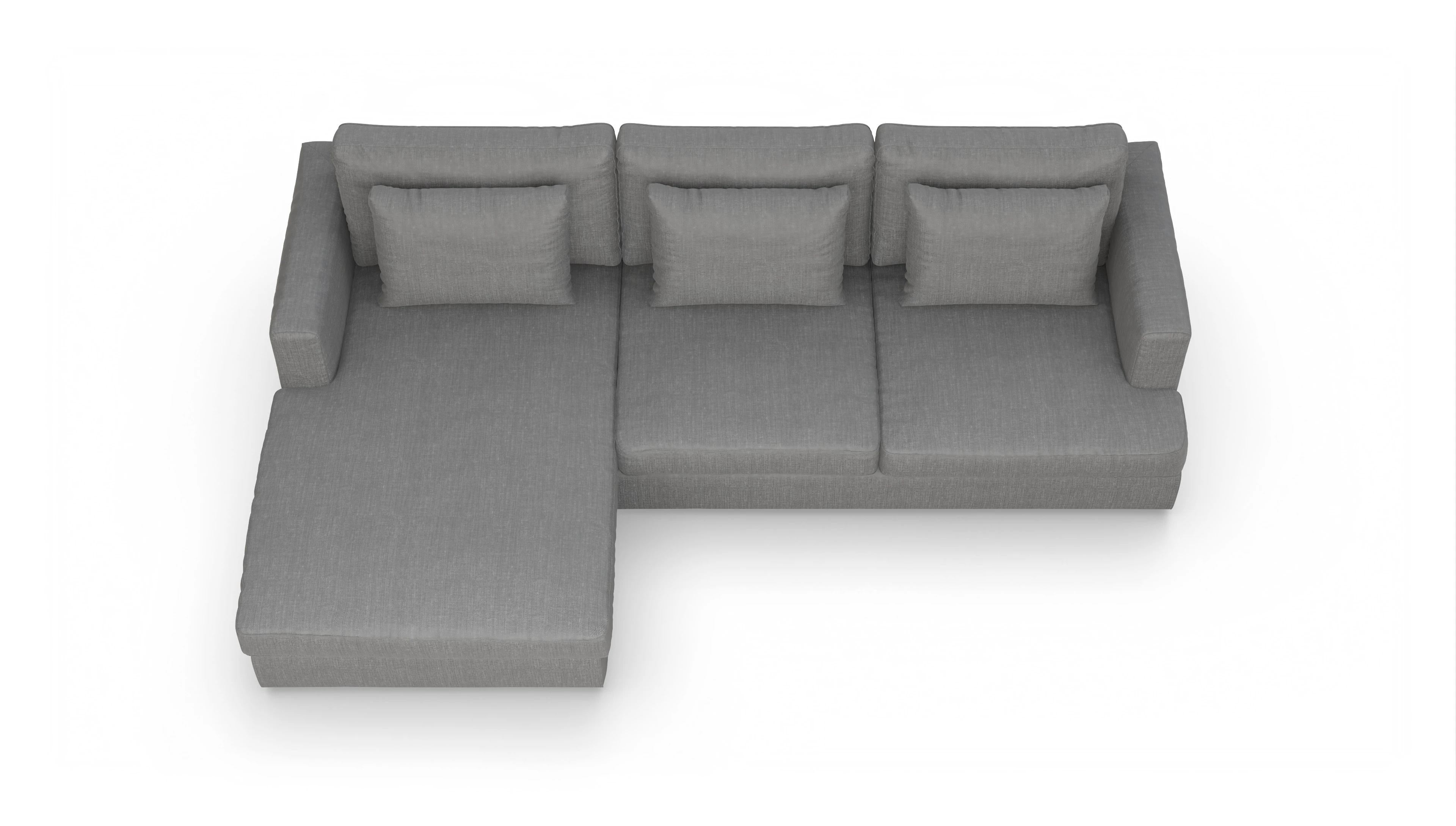 Ansicht des Produktes Sospiri Sofa mit Rec links in Stoff grau