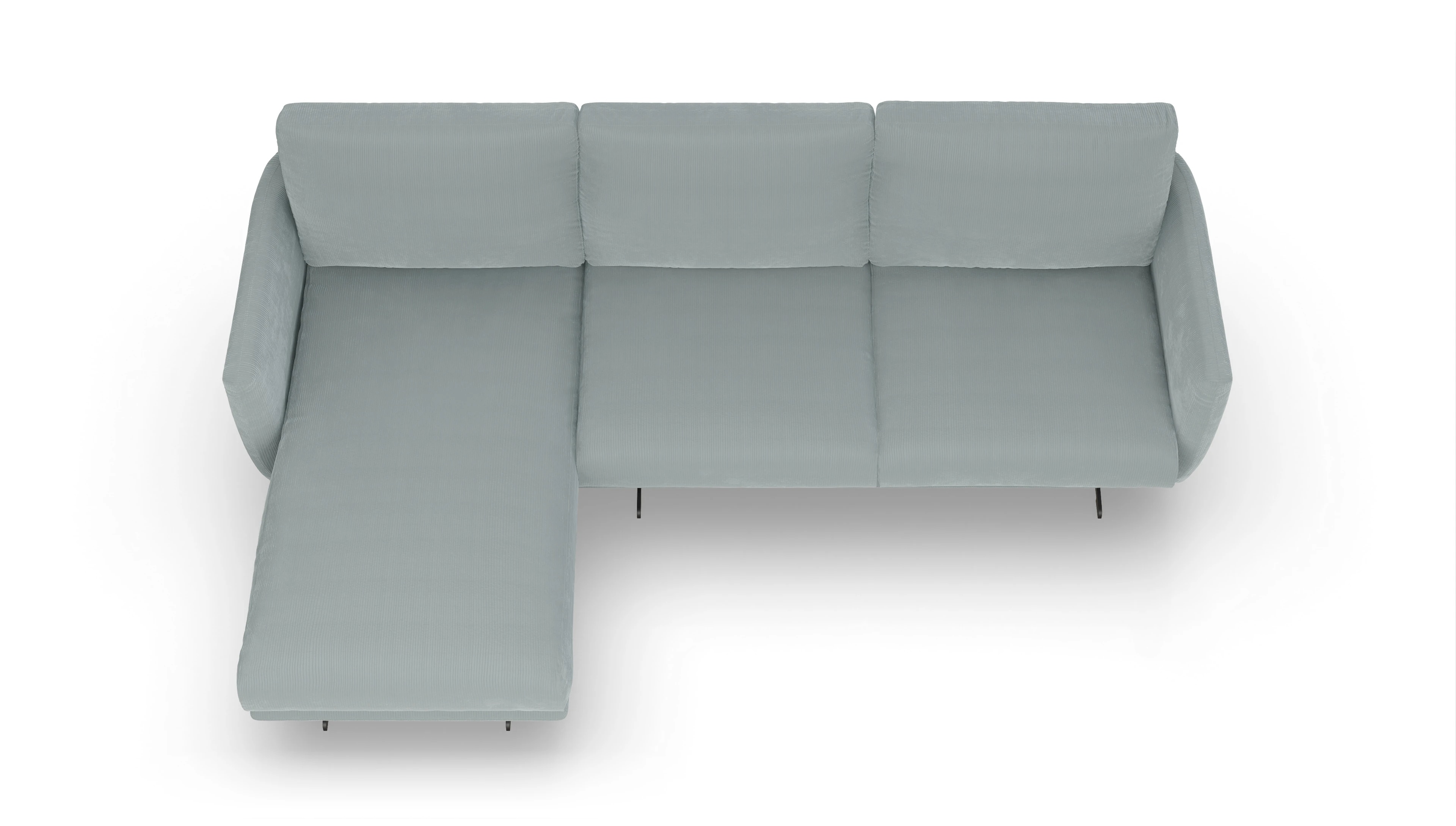 Designer-Sofa Boteri Ansicht des Produktes Boteri Sofa mit Rec links in Cord blau