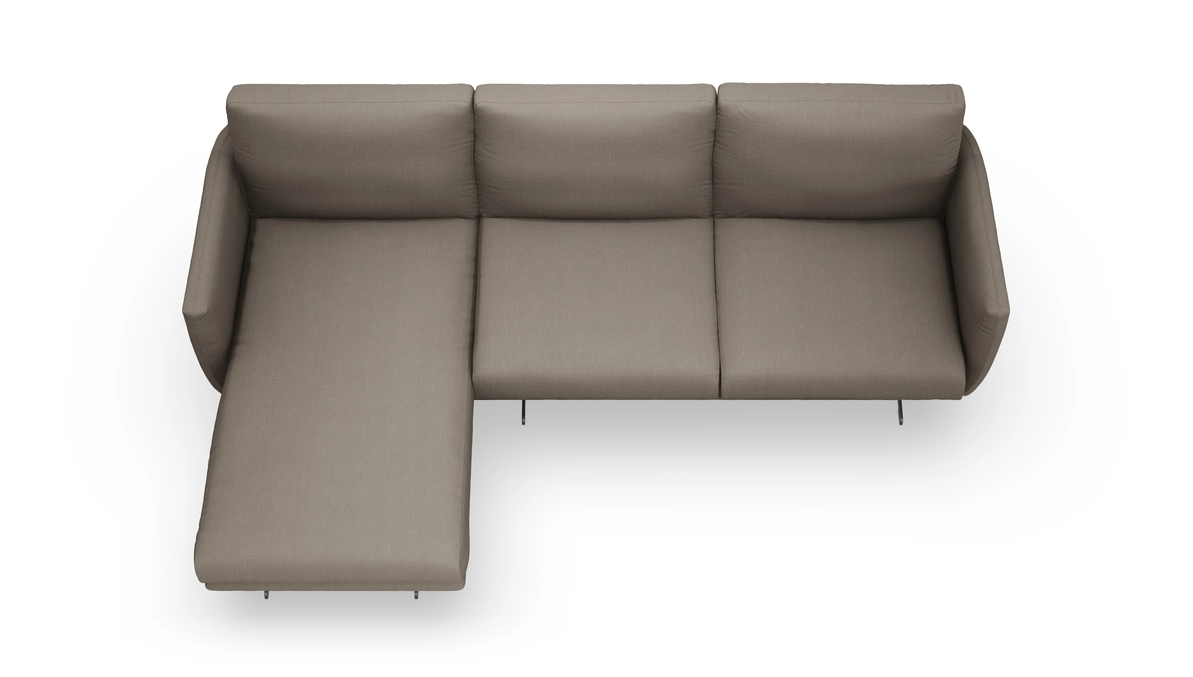 Designer-Sofa Boteri Ansicht des Produktes Boteri Sofa mit Rec links in Stoff braun