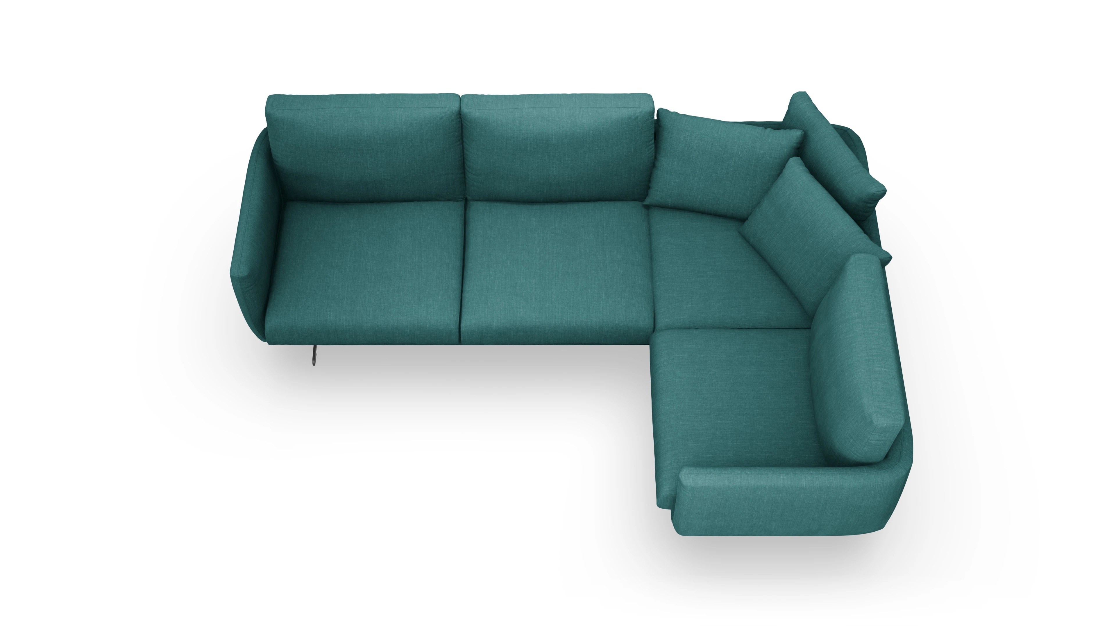 Designer-Sofa Boteri Ansicht des Produktes Boteri Ecksofa Rechts in Stoff grün