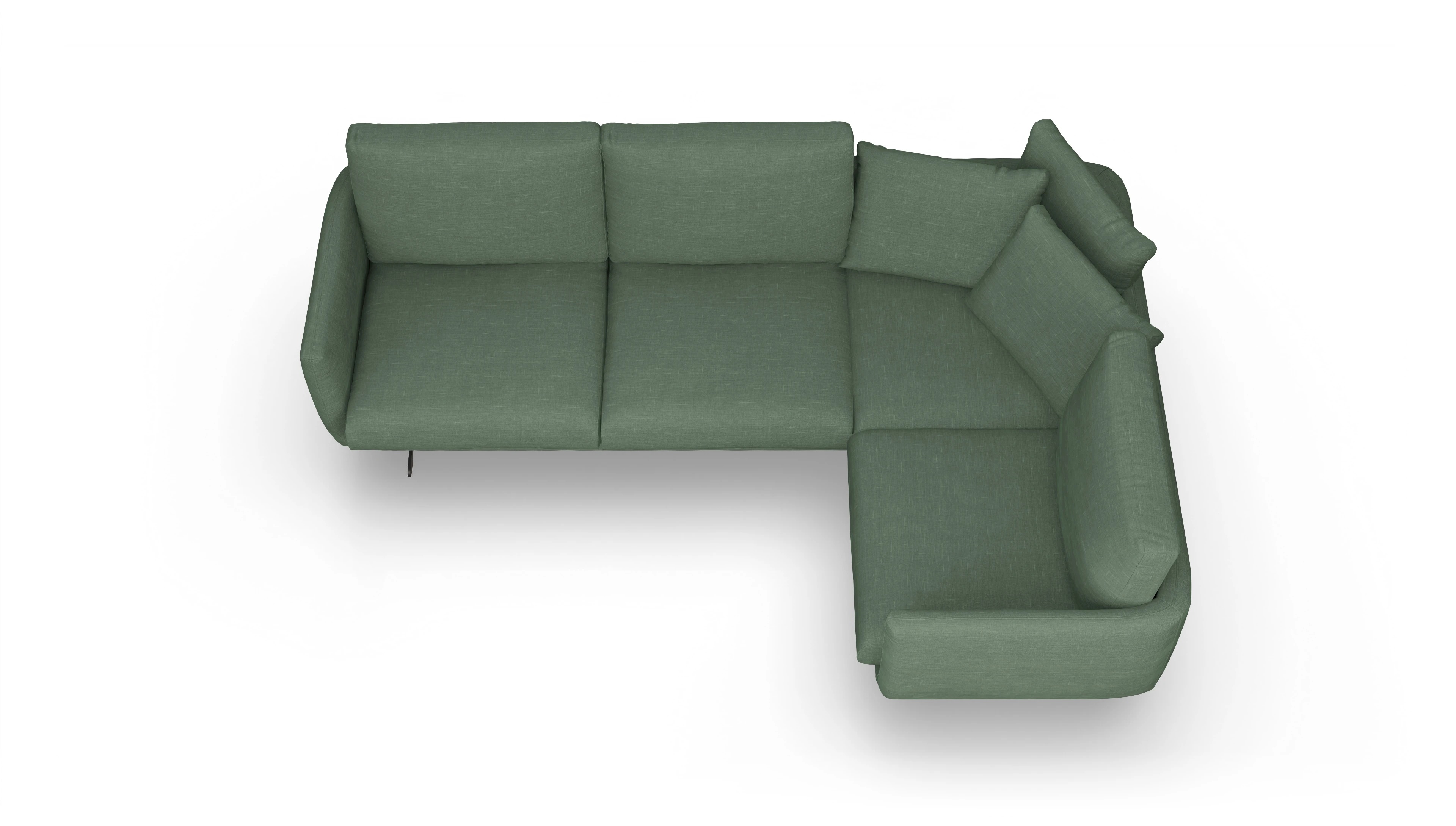 Ansicht des Produktes Boteri Ecksofa Rechts in Stoff grün