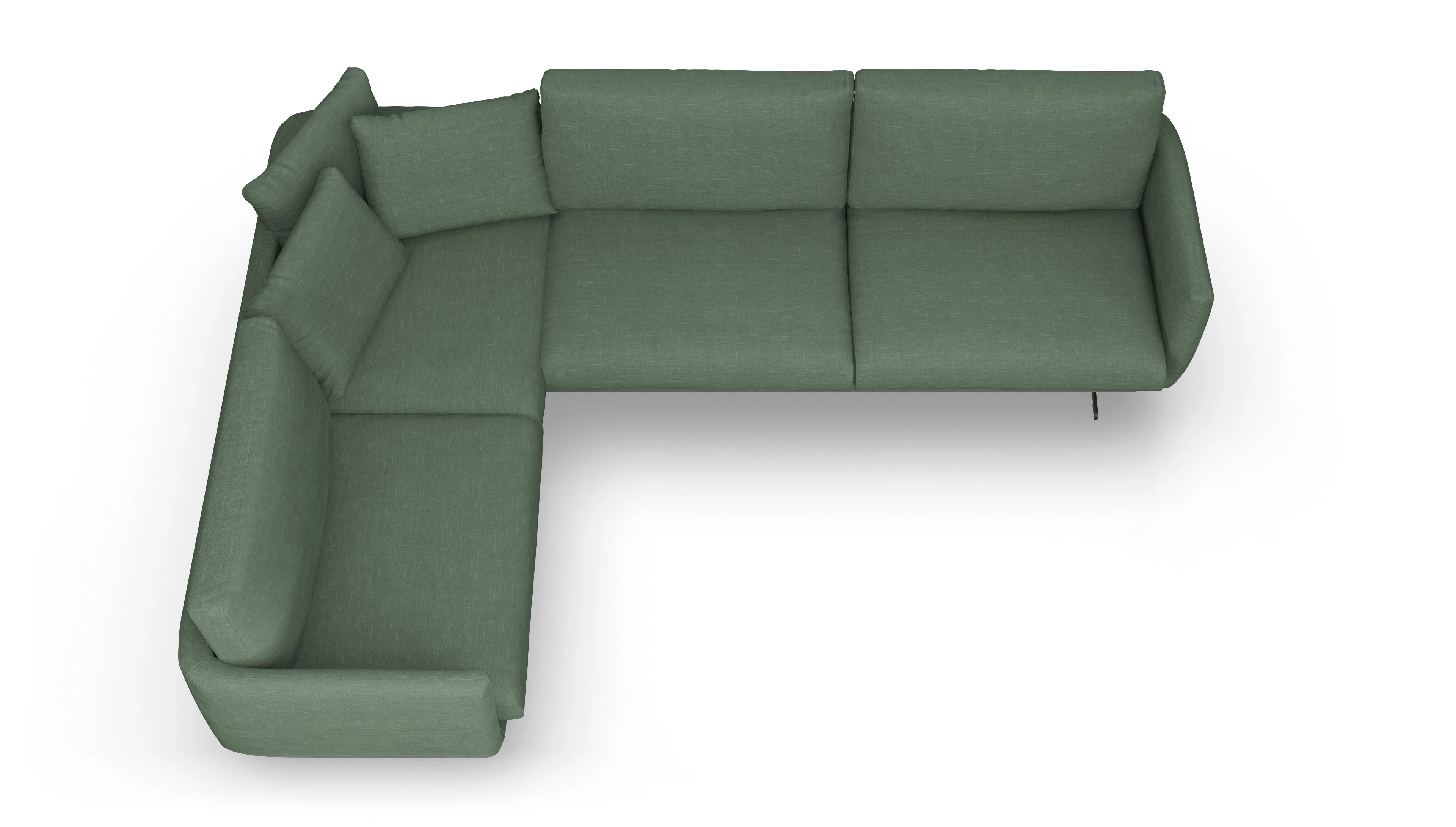 Ansicht des Produktes Boteri Ecksofa Links in Stoff grün