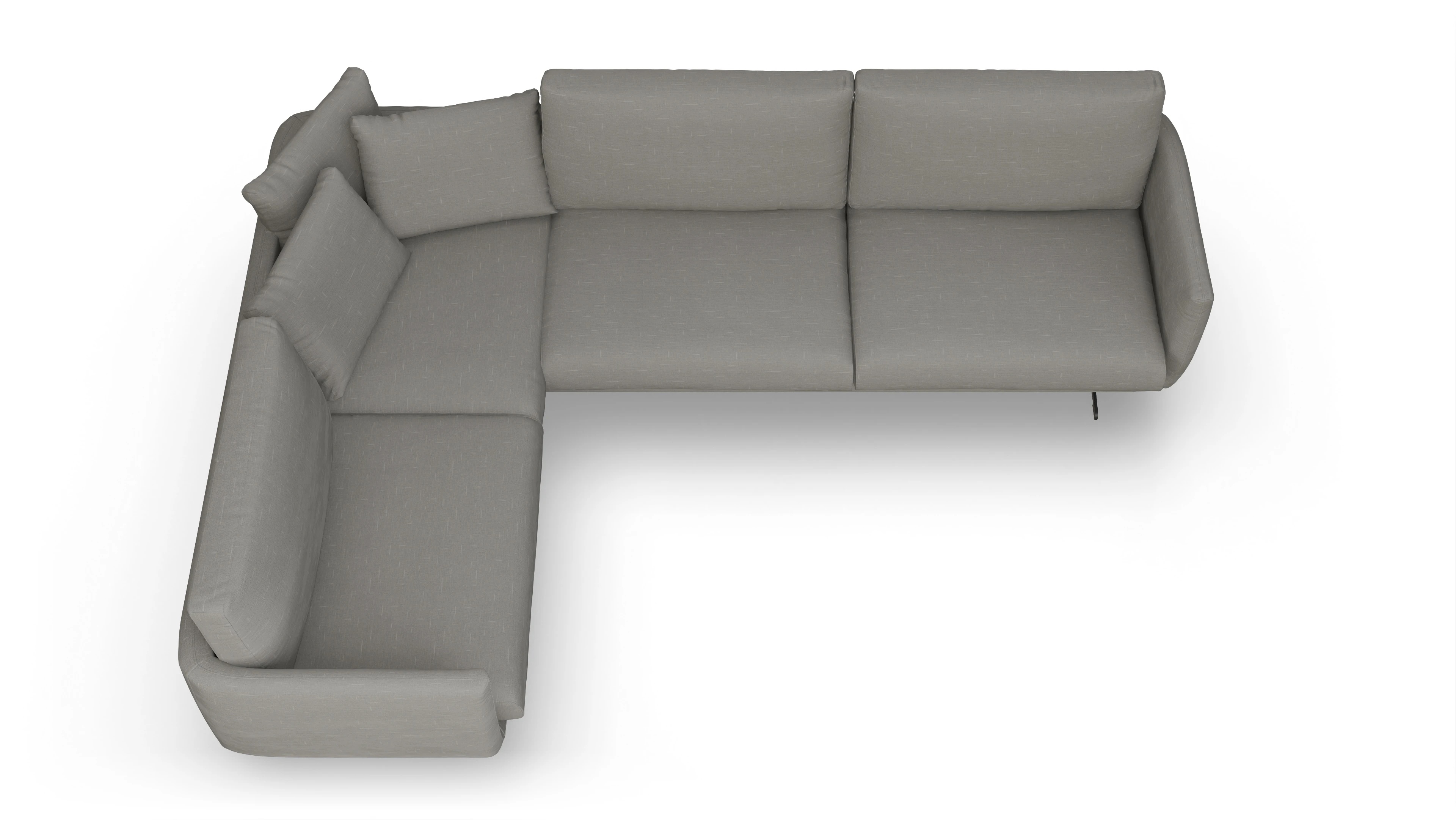 Designer-Sofa Boteri Ansicht des Produktes Boteri Ecksofa Links in Stoff grau