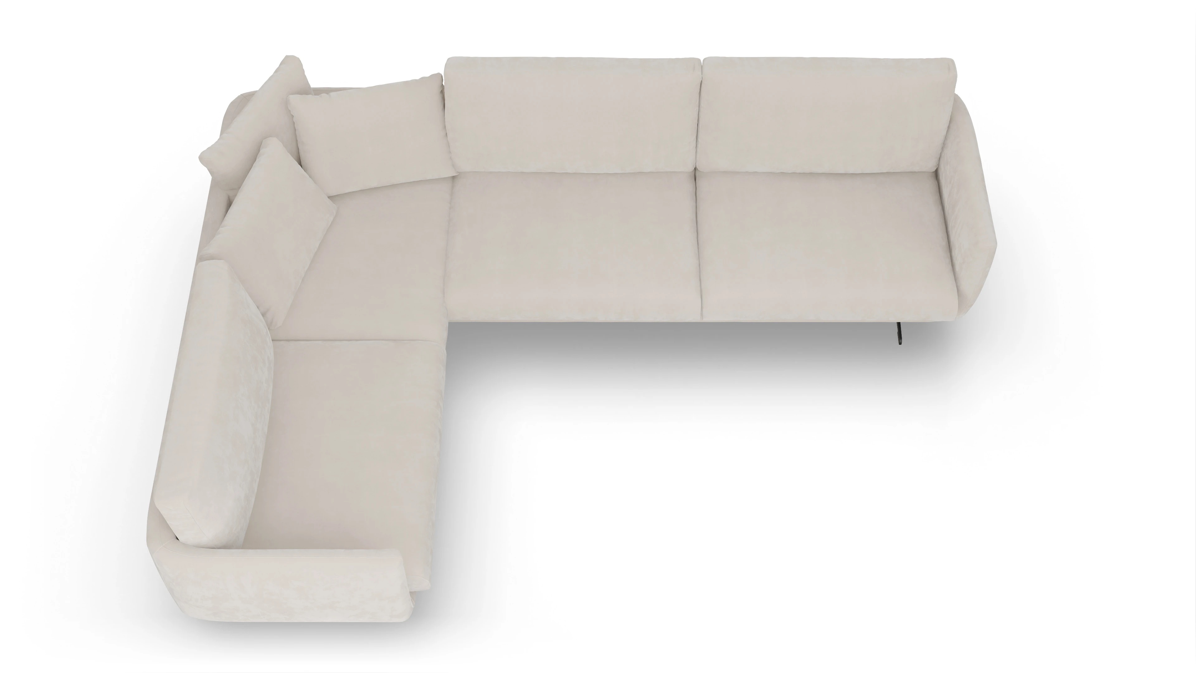 Designer-Sofa Boteri Ansicht des Produktes Boteri Ecksofa Links in Samt weiß