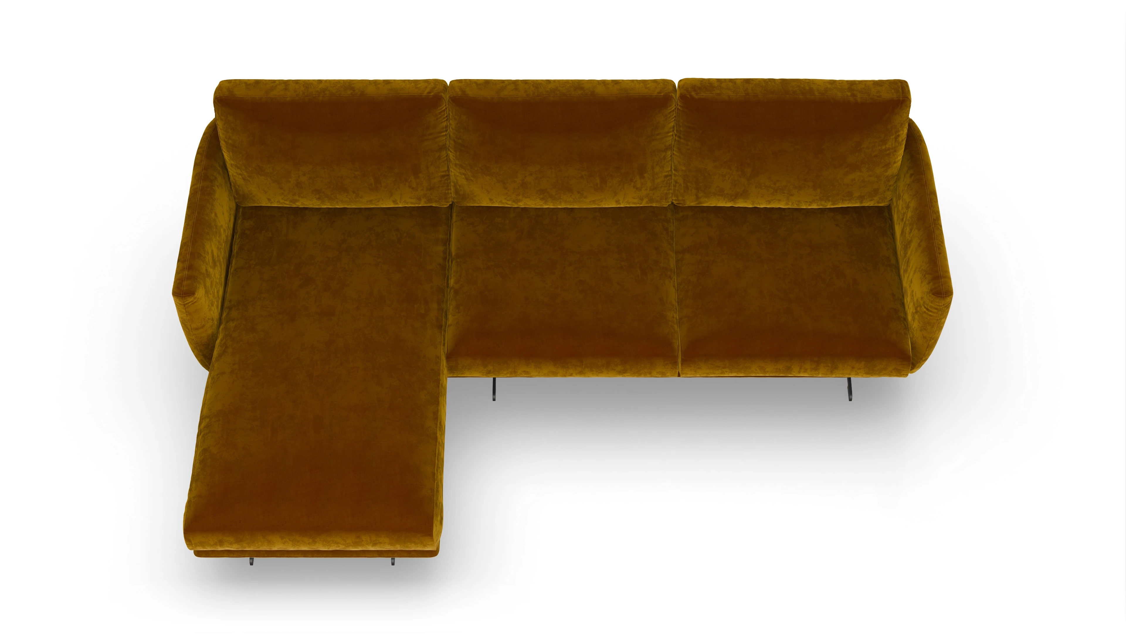 Ansicht des Produktes Boteri Sofa mit Rec links in Samt gelb