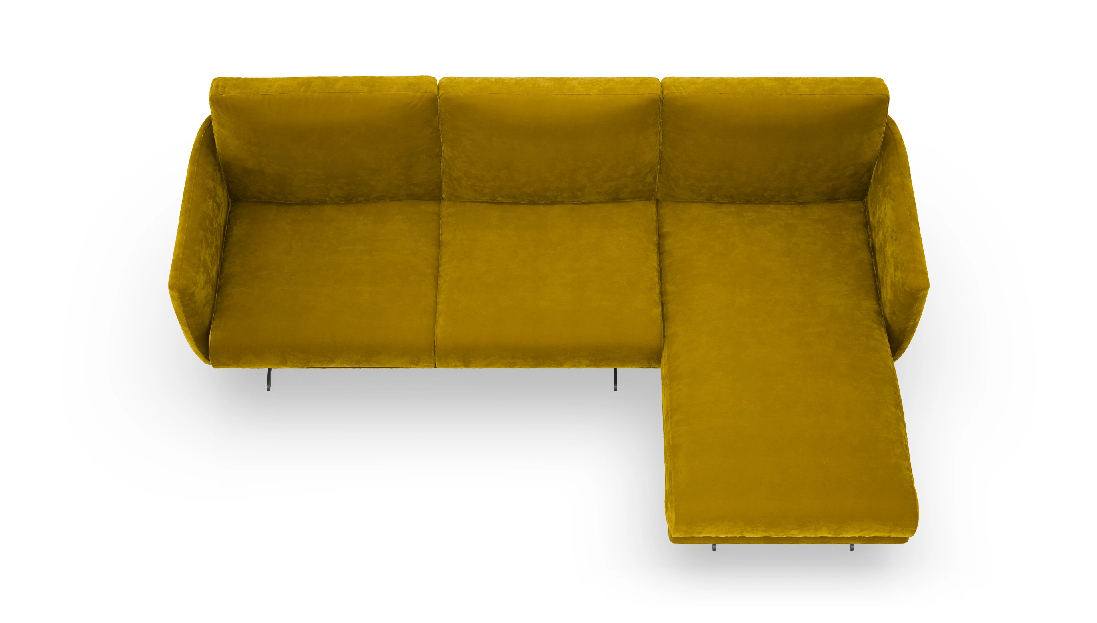 Ansicht des Produktes Boteri Sofa mit Rec rechts in Samt gelb