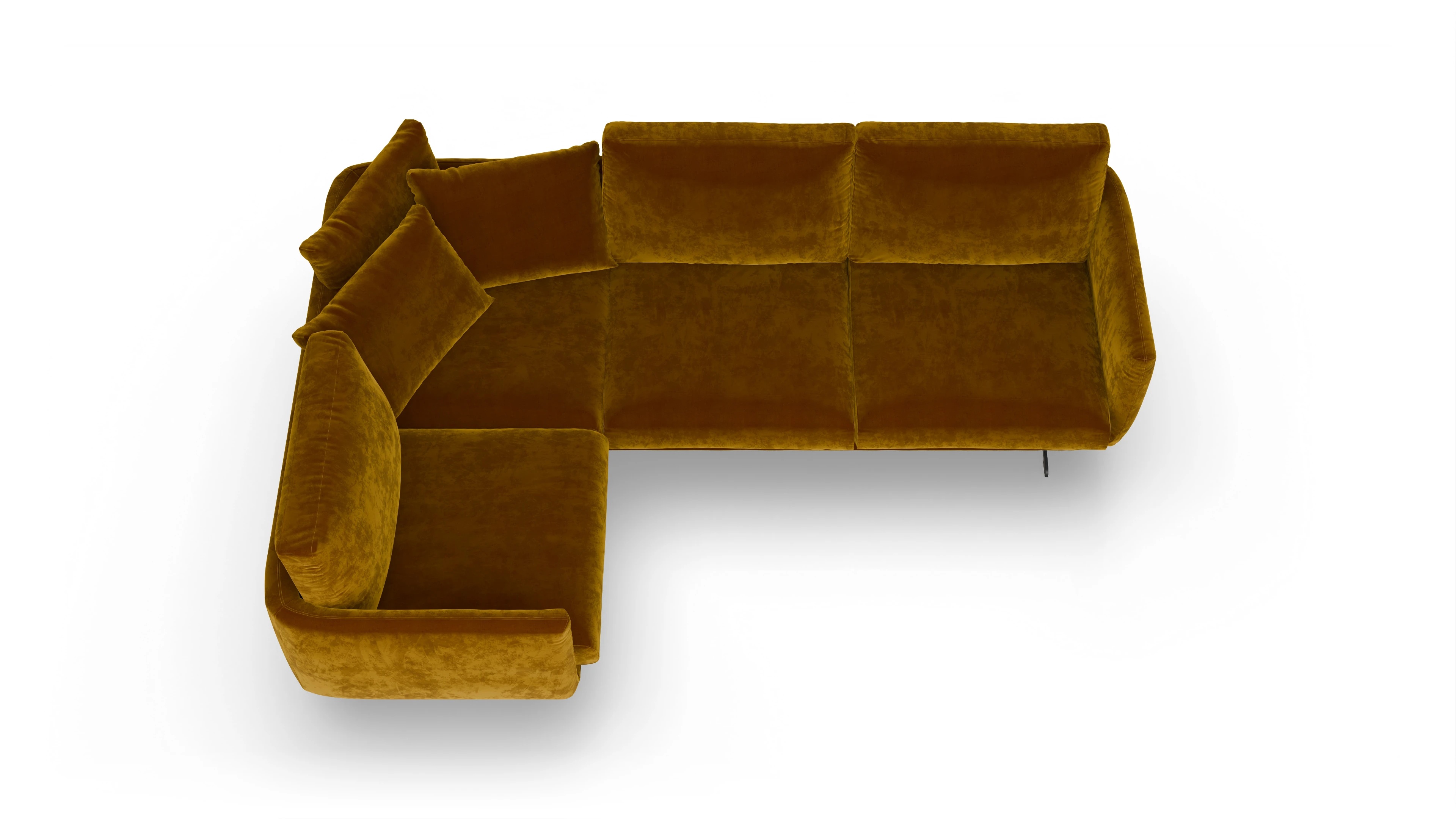 Designer-Sofa Boteri Ansicht des Produktes Boteri Ecksofa Links in Samt gelb