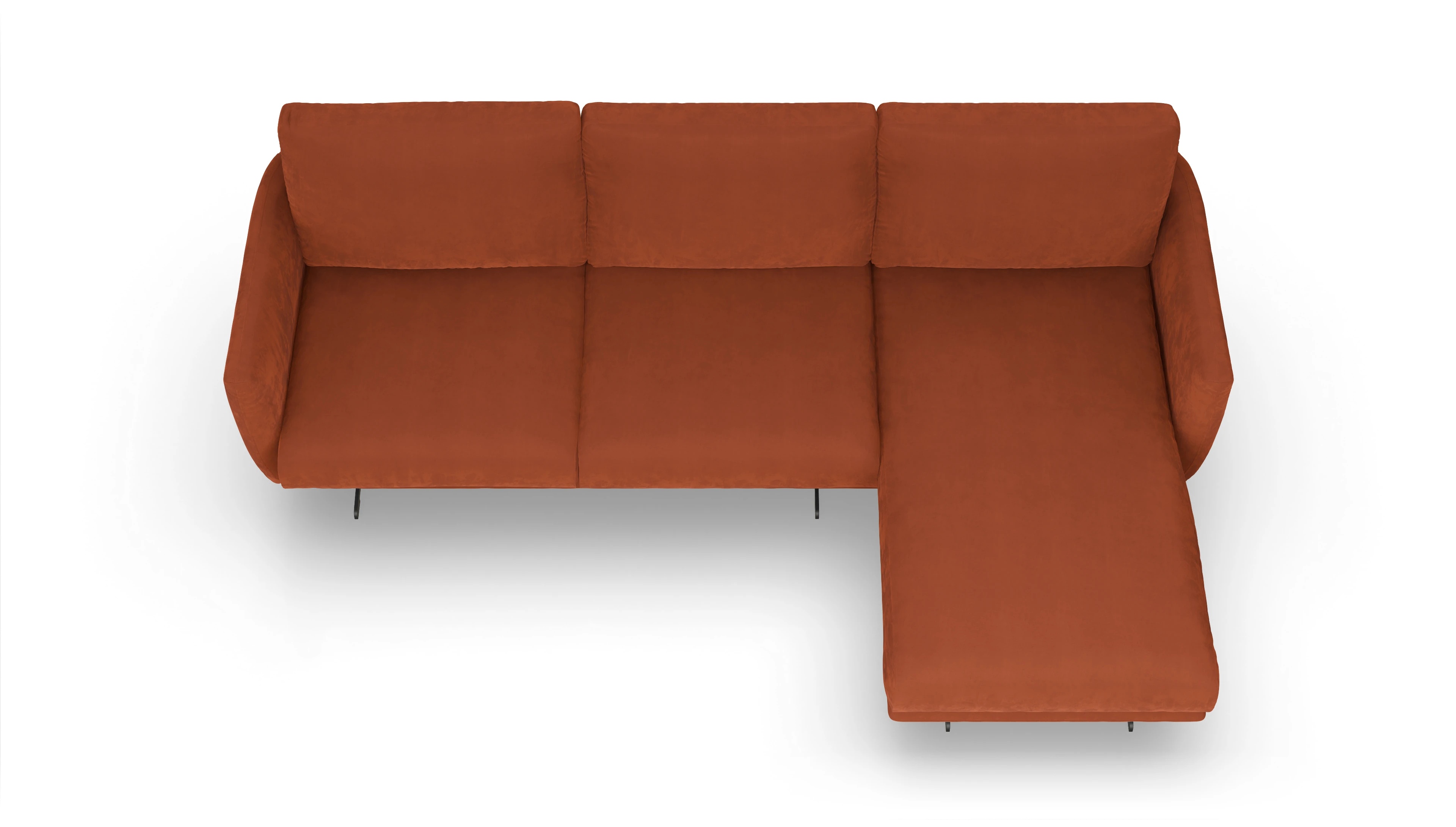 Ansicht des Produktes Boteri Sofa mit Rec rechts in Samt orange