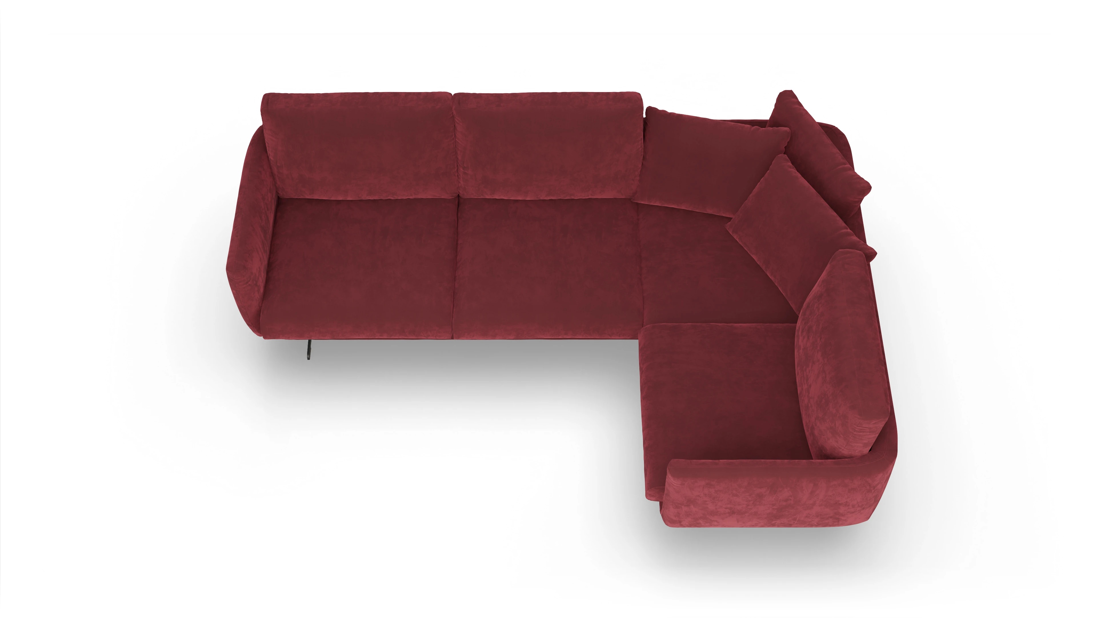 Ansicht des Produktes Boteri Ecksofa Rechts in Samt rot