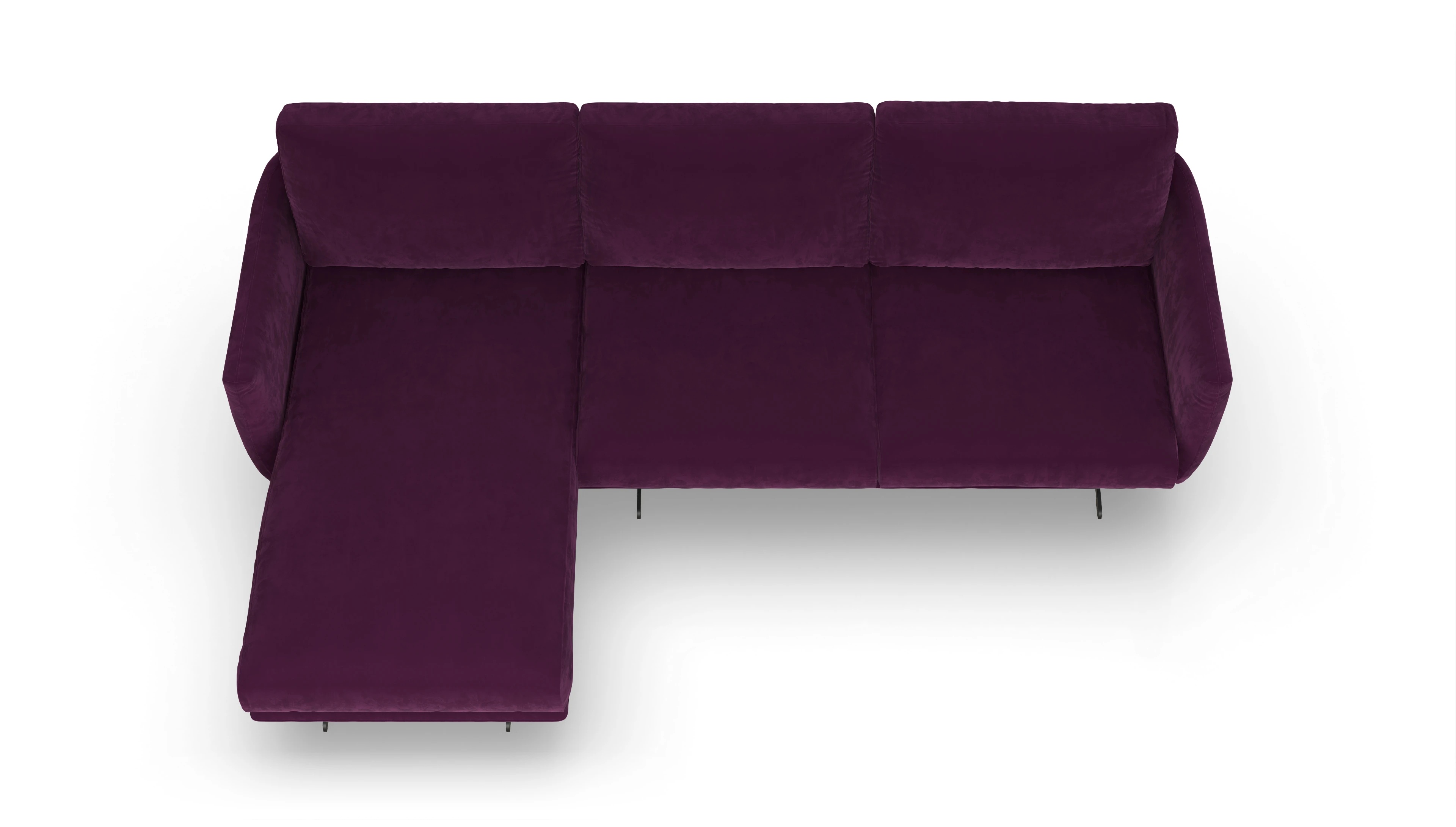 Ansicht des Produktes Boteri Sofa mit Rec links in Samt rot
