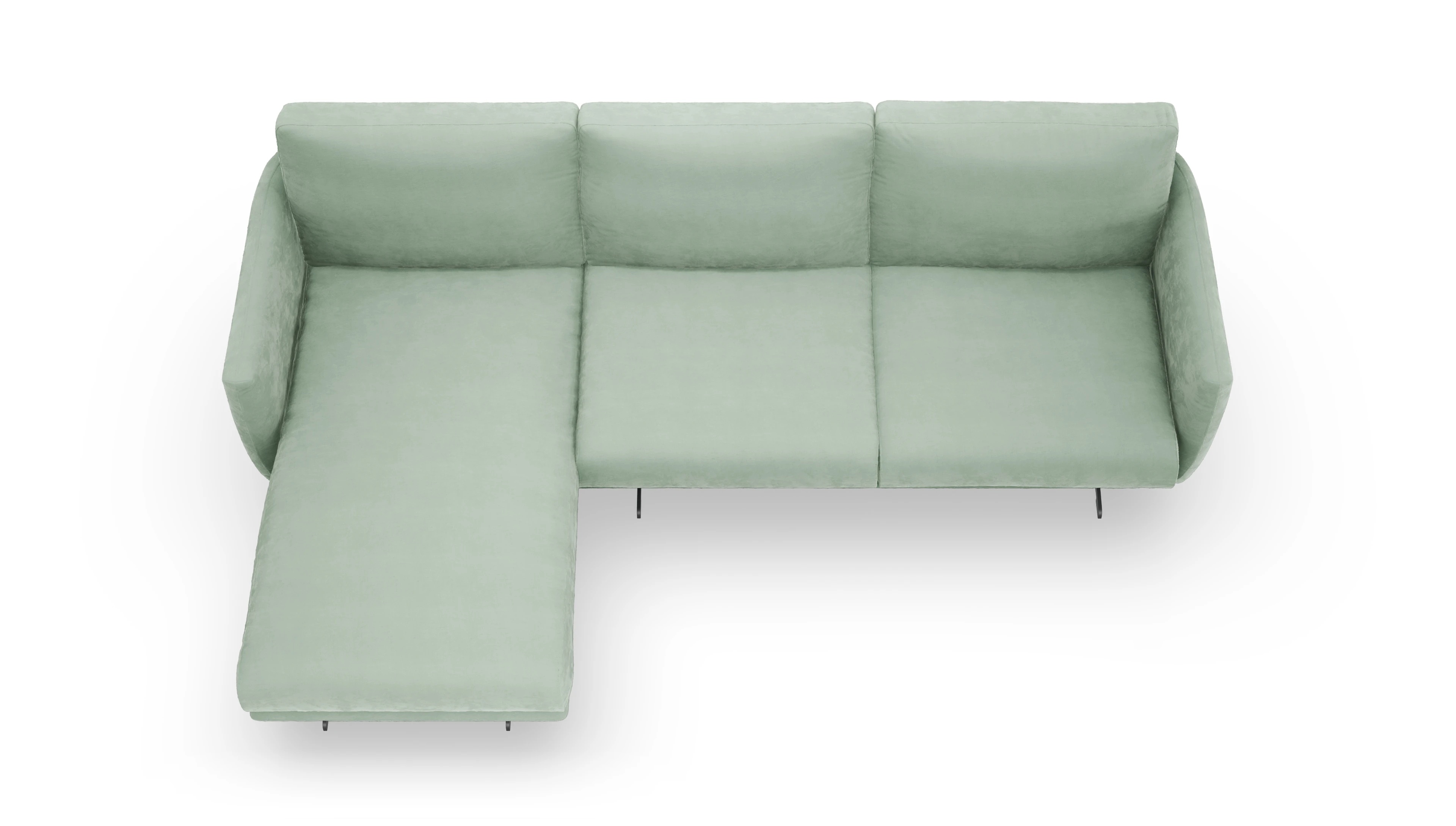 Ansicht des Produktes Boteri Sofa mit Rec links in Samt grün