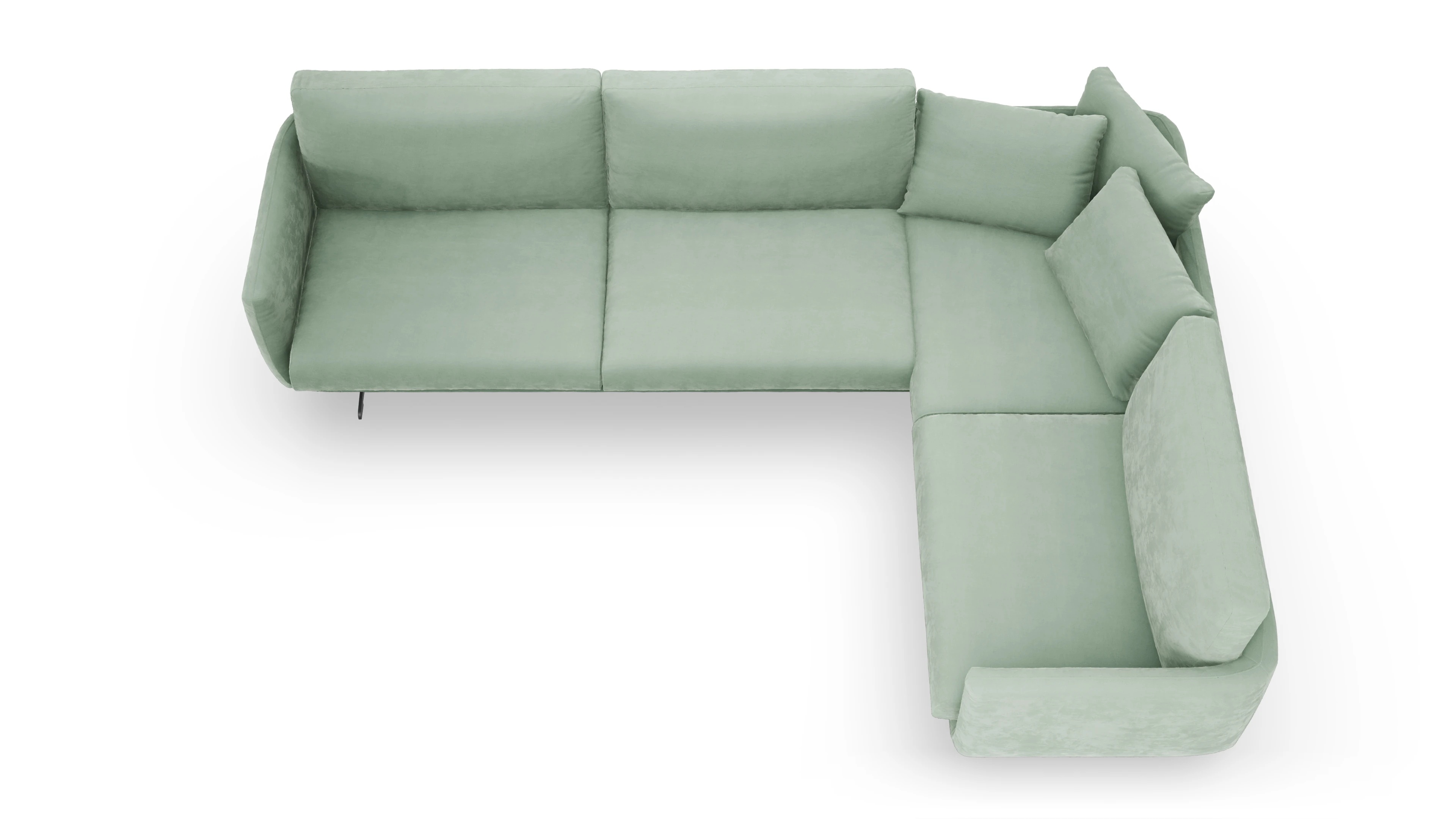 Designer-Sofa Boteri Ansicht des Produktes Boteri Ecksofa Rechts in Samt grün