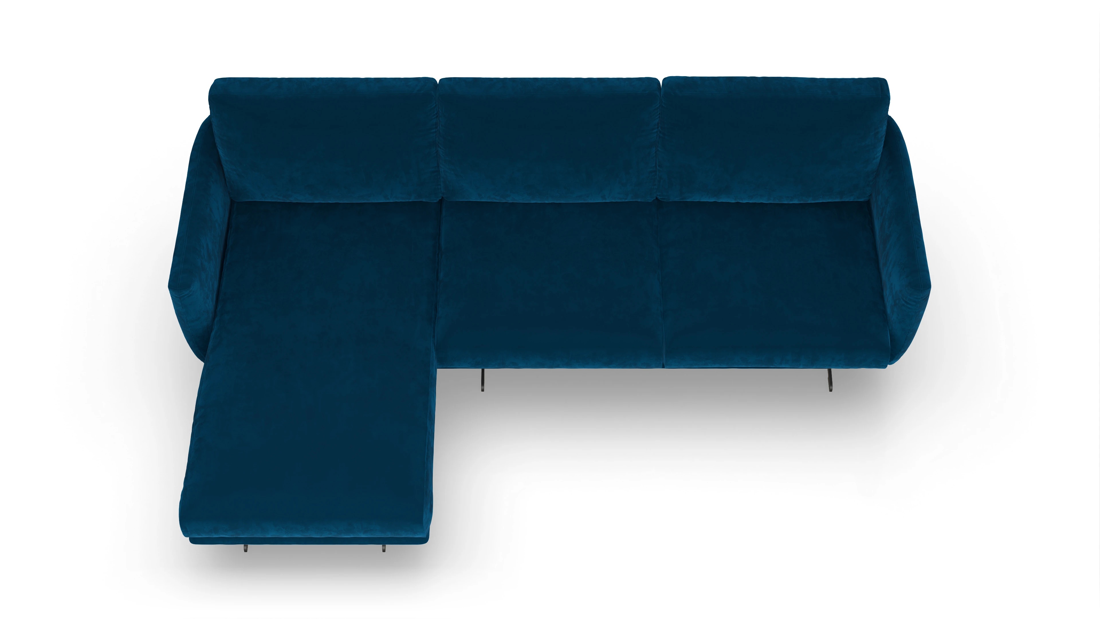 Ansicht des Produktes Boteri Sofa mit Rec links in Samt blau