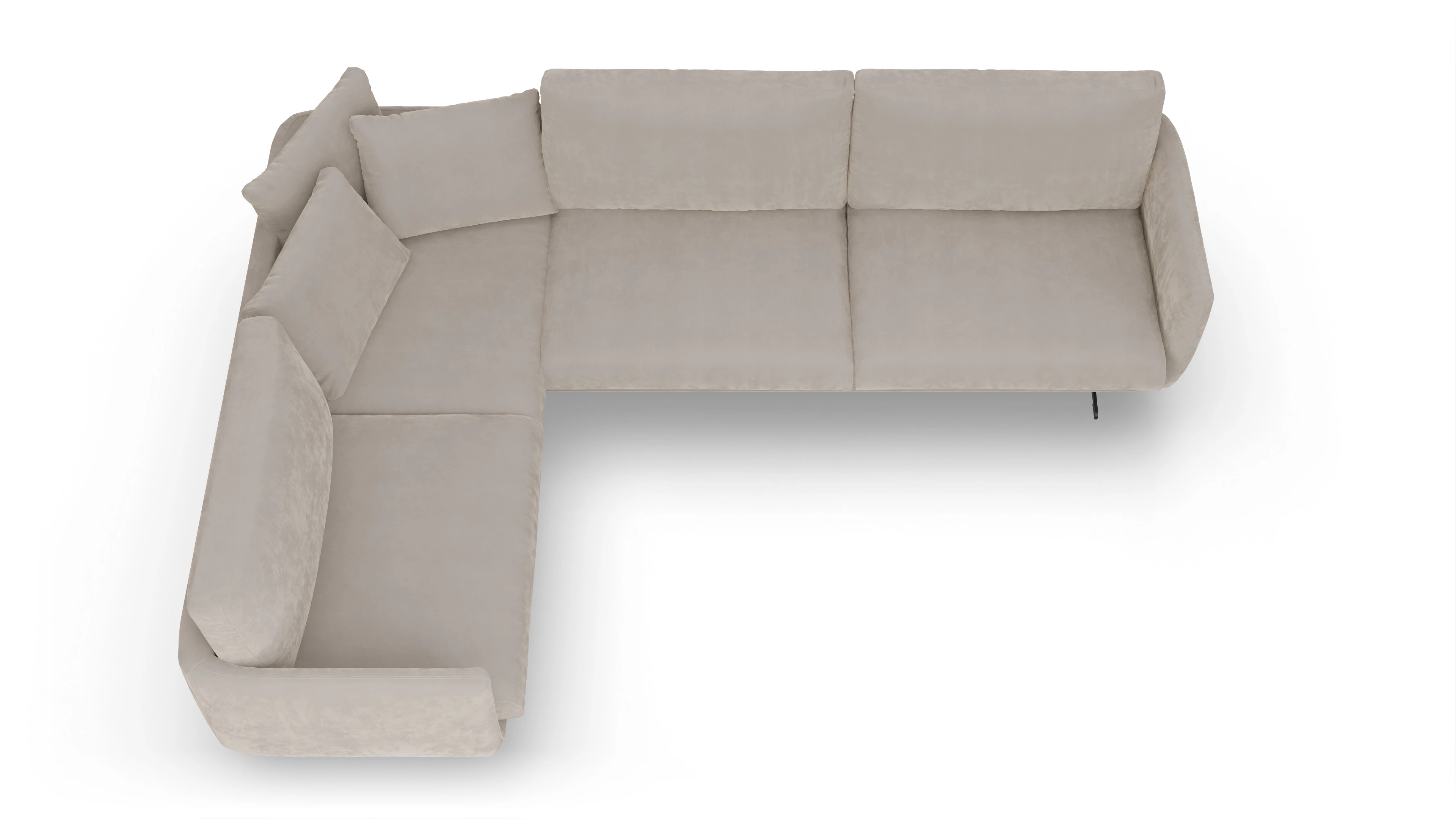 Designer-Sofa Boteri Ansicht des Produktes Boteri Ecksofa Links in Samt grau