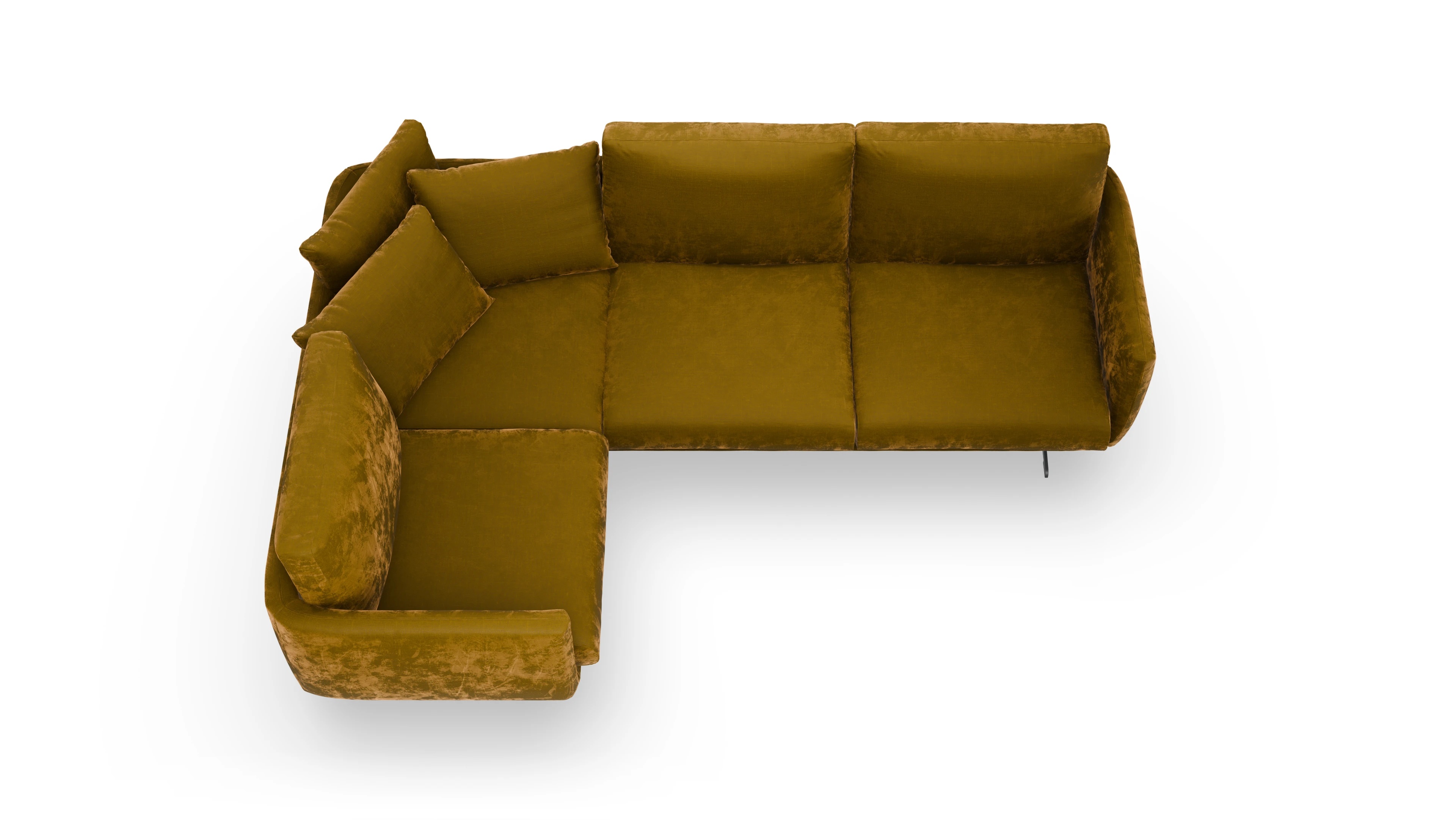 Designer-Sofa Boteri Ansicht des Produktes Boteri Ecksofa Links in Stoff gelb