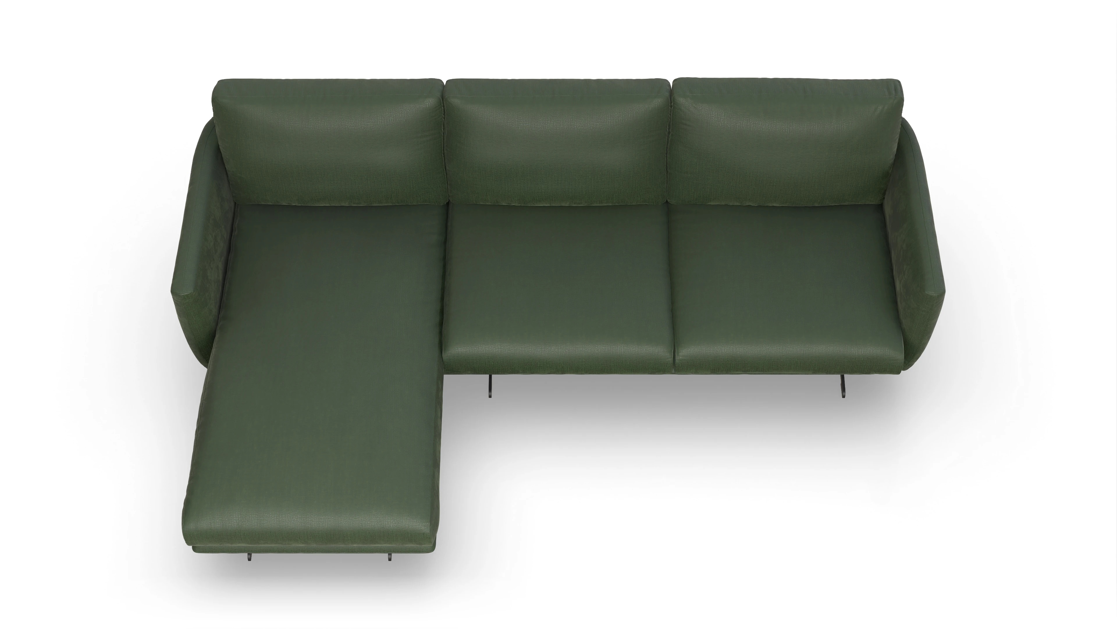 Ansicht des Produktes Boteri Sofa mit Rec links in Stoff grün