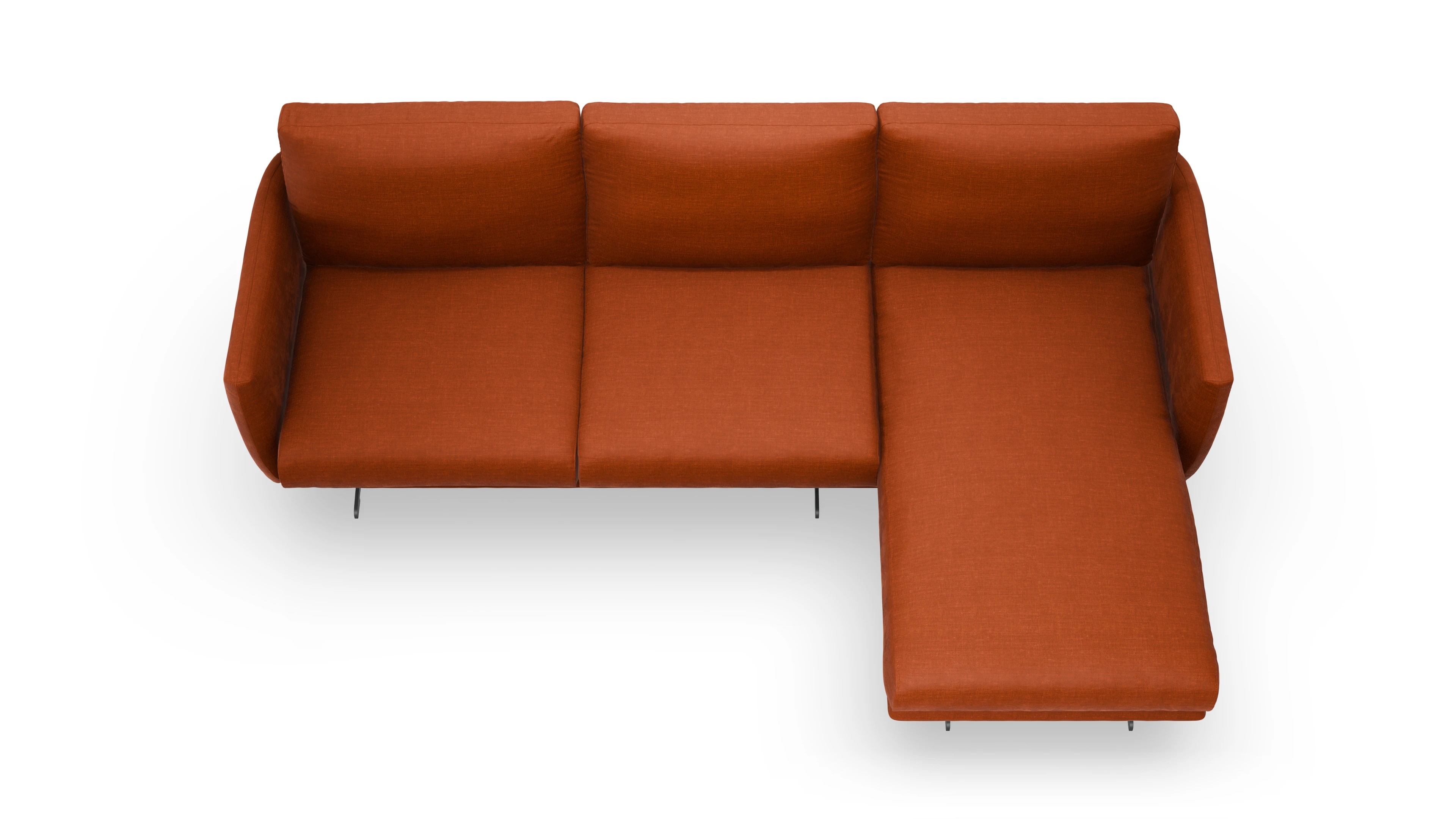 Ansicht des Produktes Boteri Sofa mit Rec rechts in Stoff orange