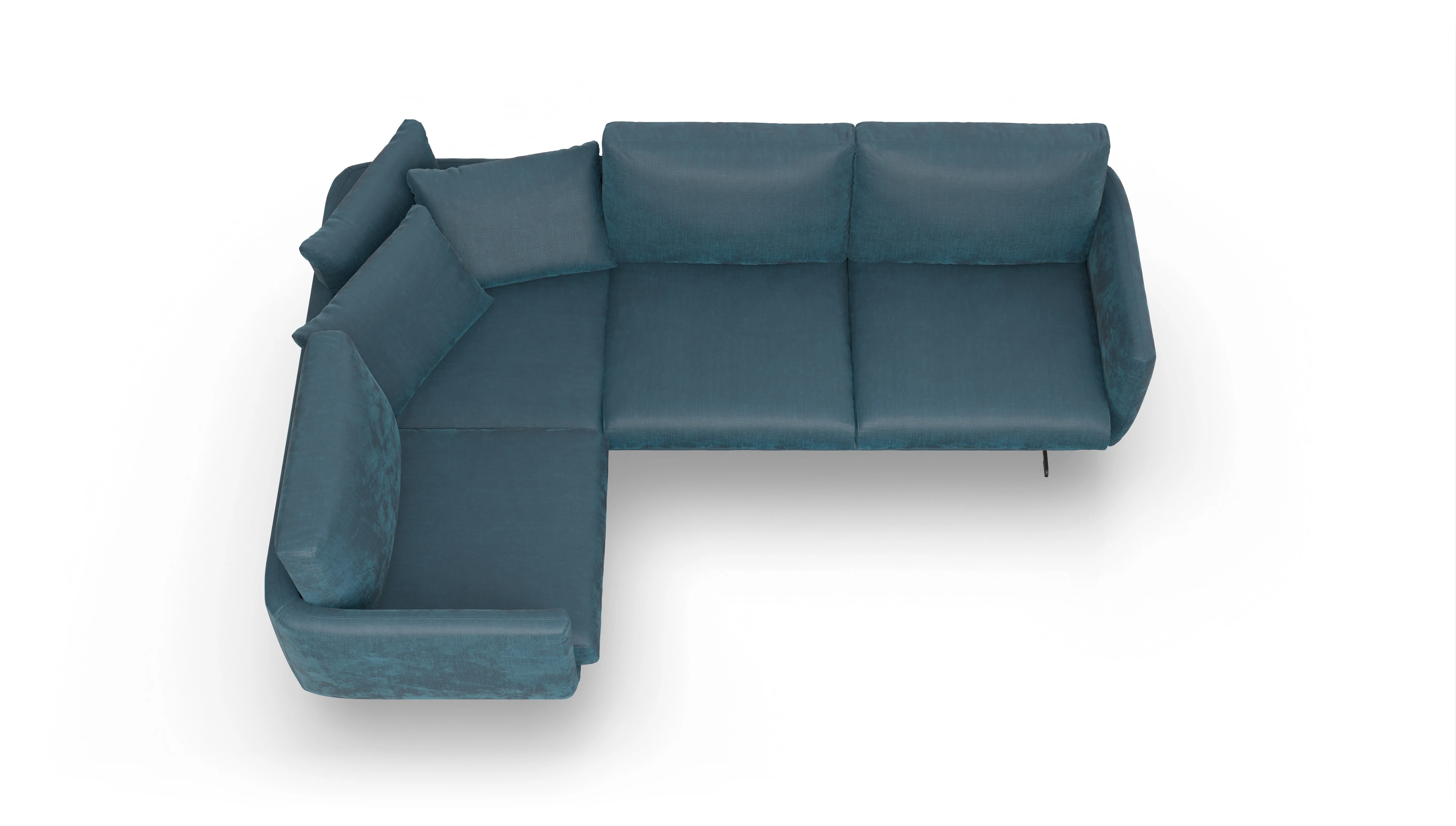 Designer-Sofa Boteri Ansicht des Produktes Boteri Ecksofa Links in Stoff blau