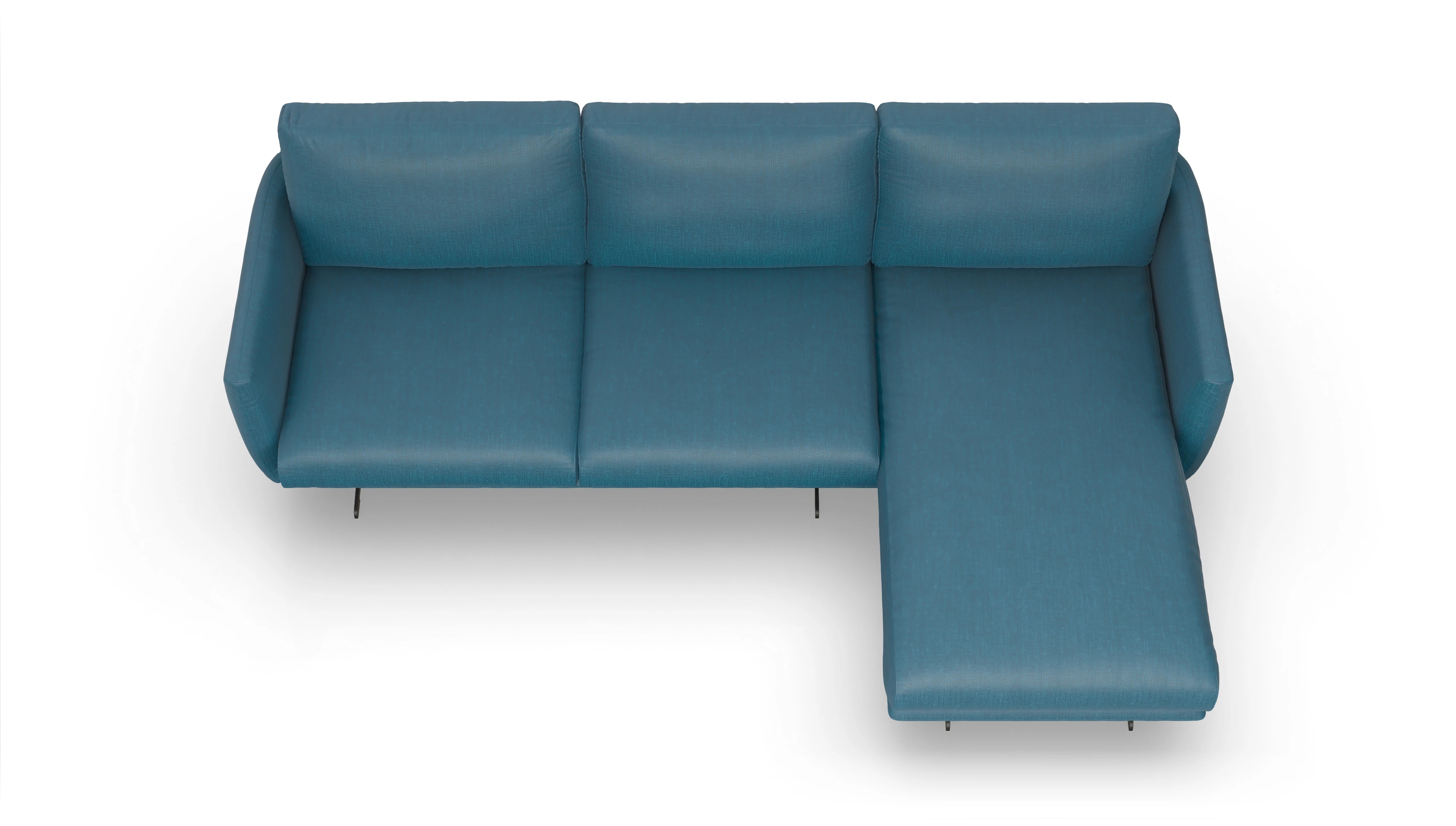 Designer-Sofa Boteri Ansicht des Produktes Boteri Sofa mit Rec rechts in Stoff blau