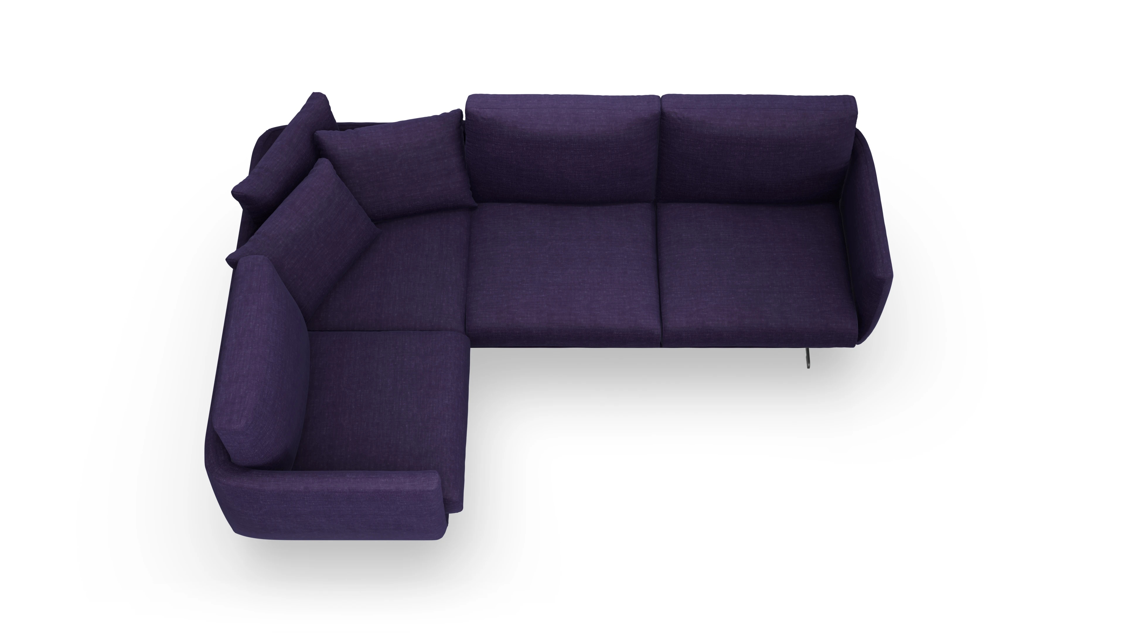 Designer-Sofa Boteri Ansicht des Produktes Boteri Ecksofa Links in Stoff blau