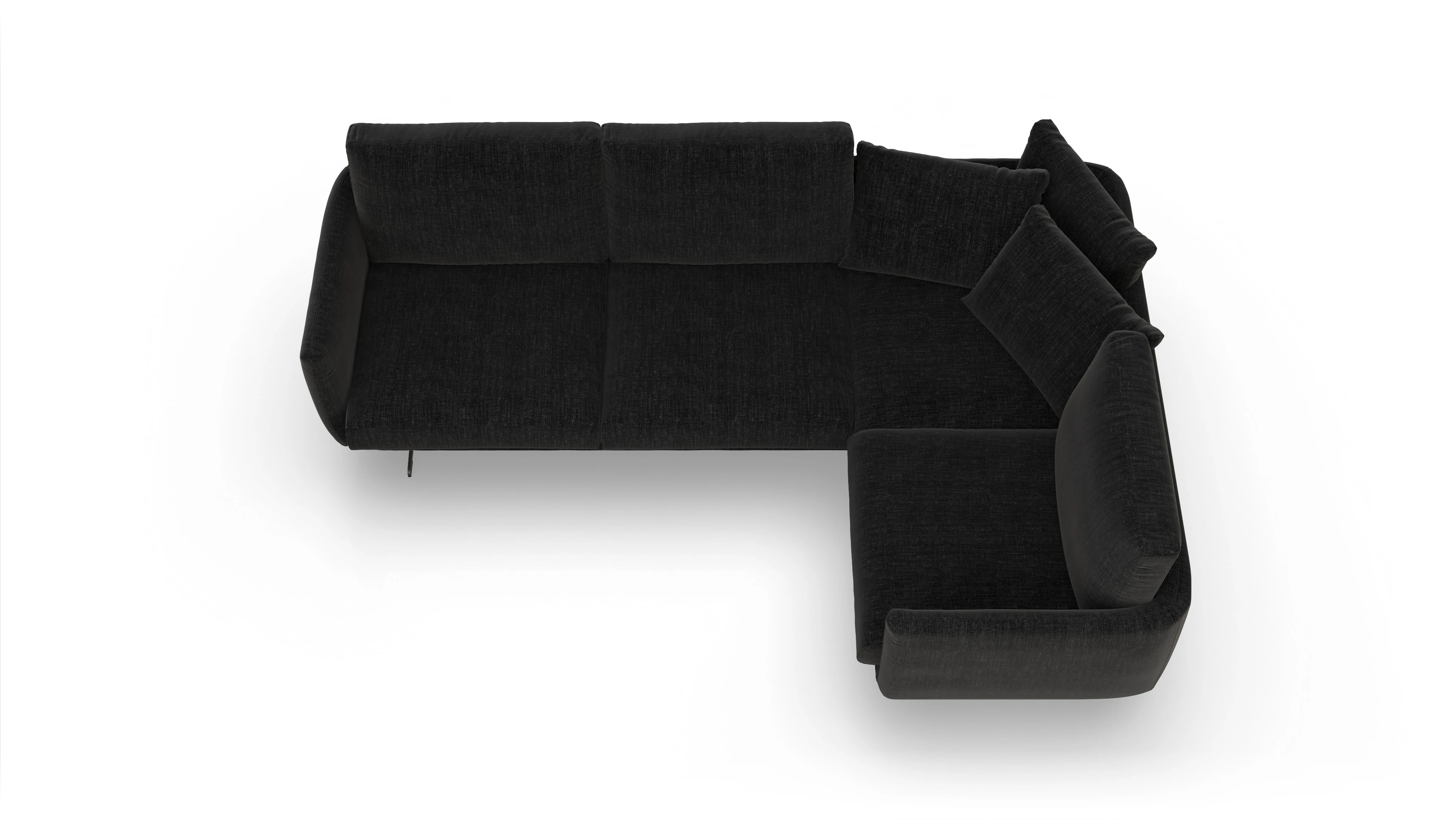 Ansicht des Produktes Boteri Ecksofa Rechts in Stoff schwarz