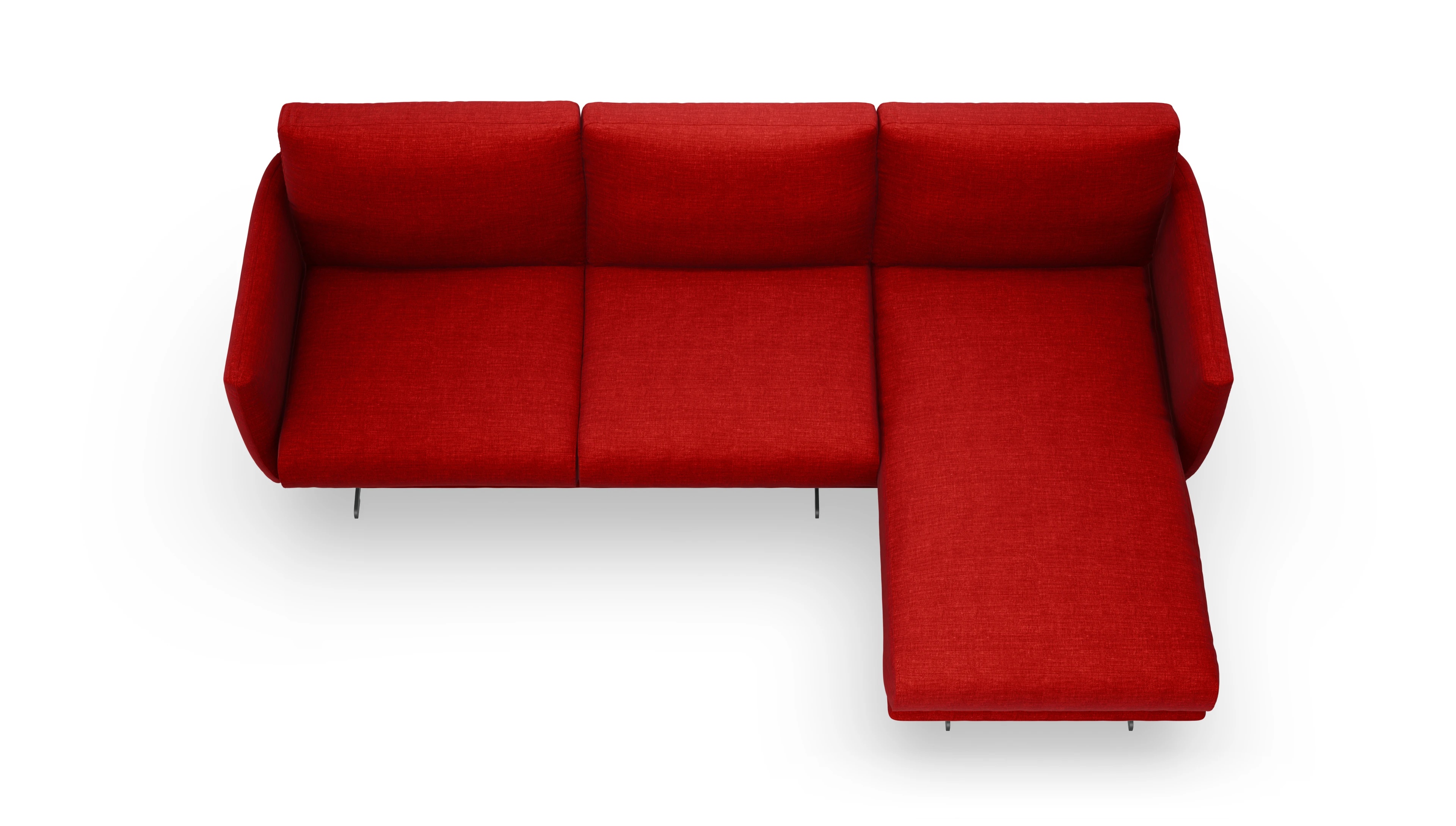 Ansicht des Produktes Boteri Sofa mit Rec rechts in Stoff rot