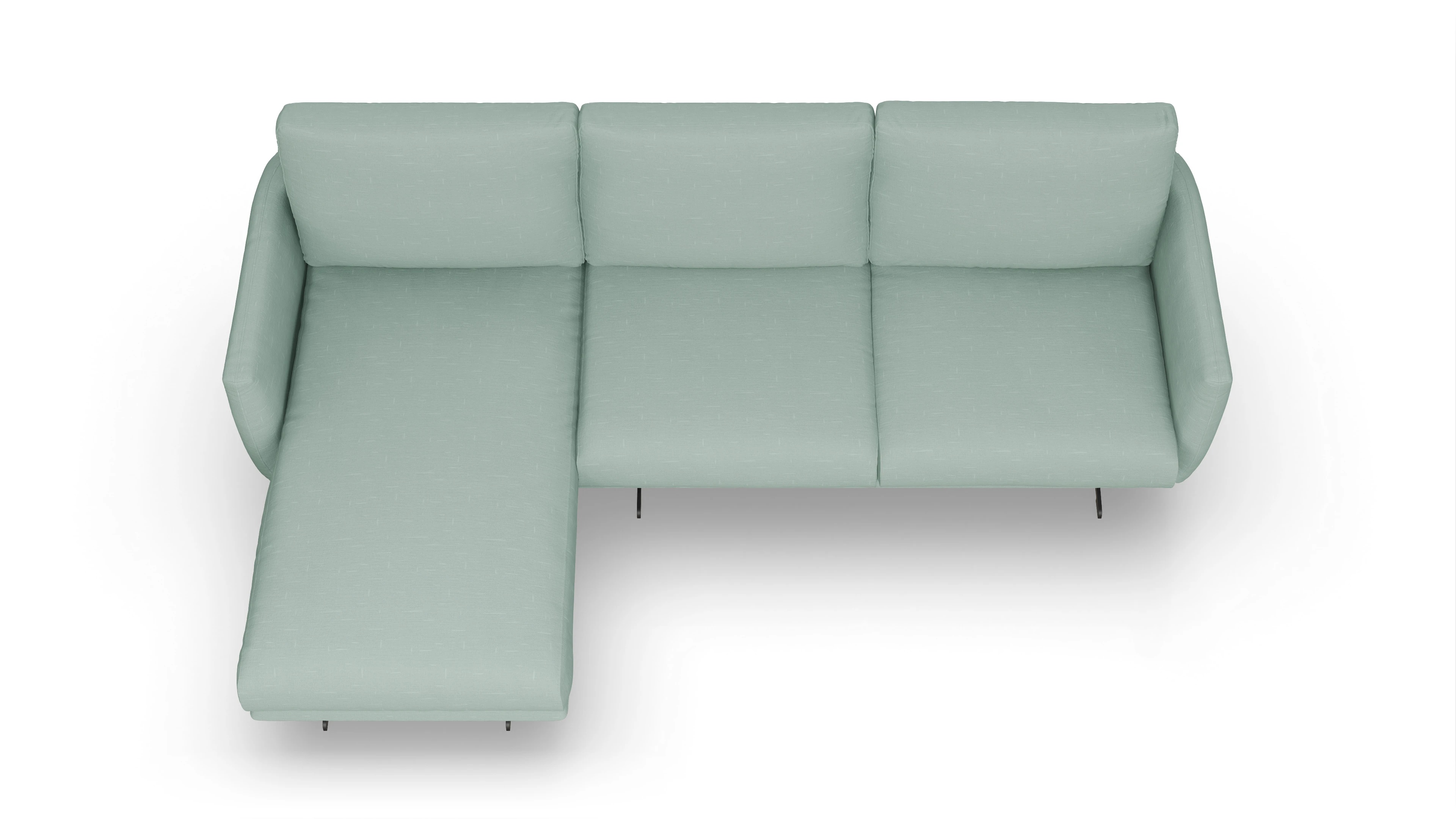 Ansicht des Produktes Boteri Sofa mit Rec links in Stoff grün