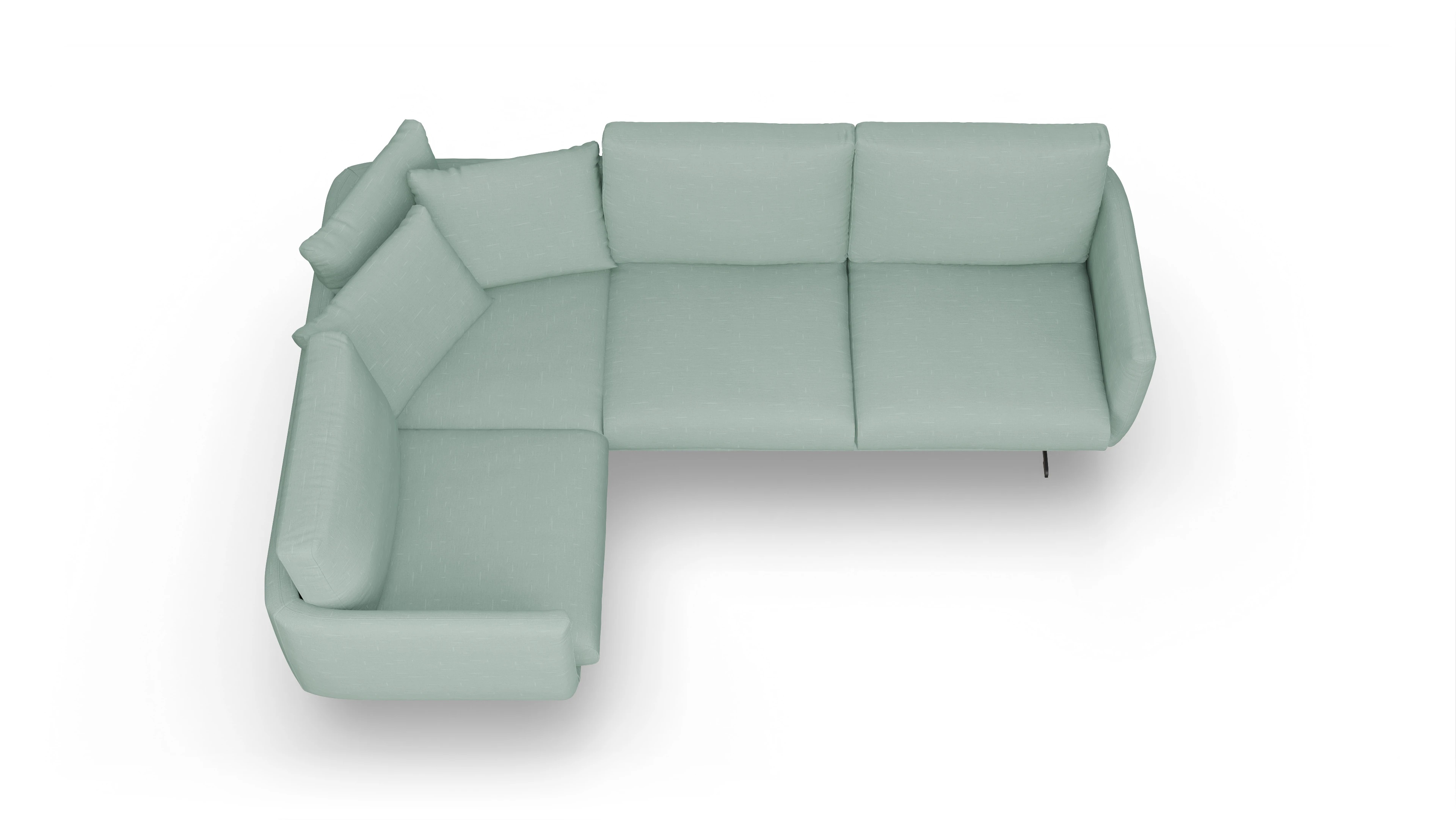 Ansicht des Produktes Boteri Ecksofa Links in Stoff grün