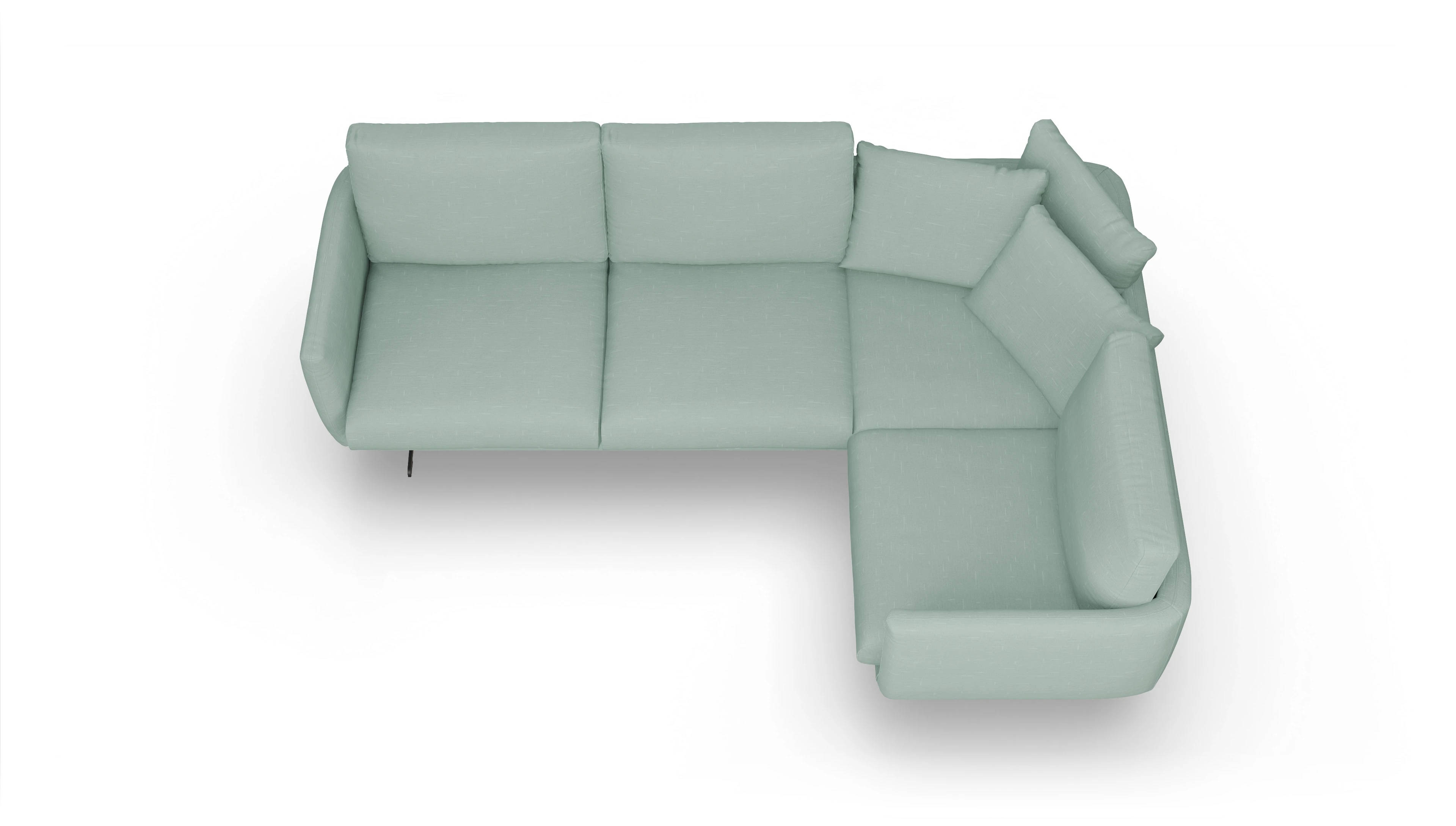 Ansicht des Produktes Boteri Ecksofa Rechts in Stoff grün