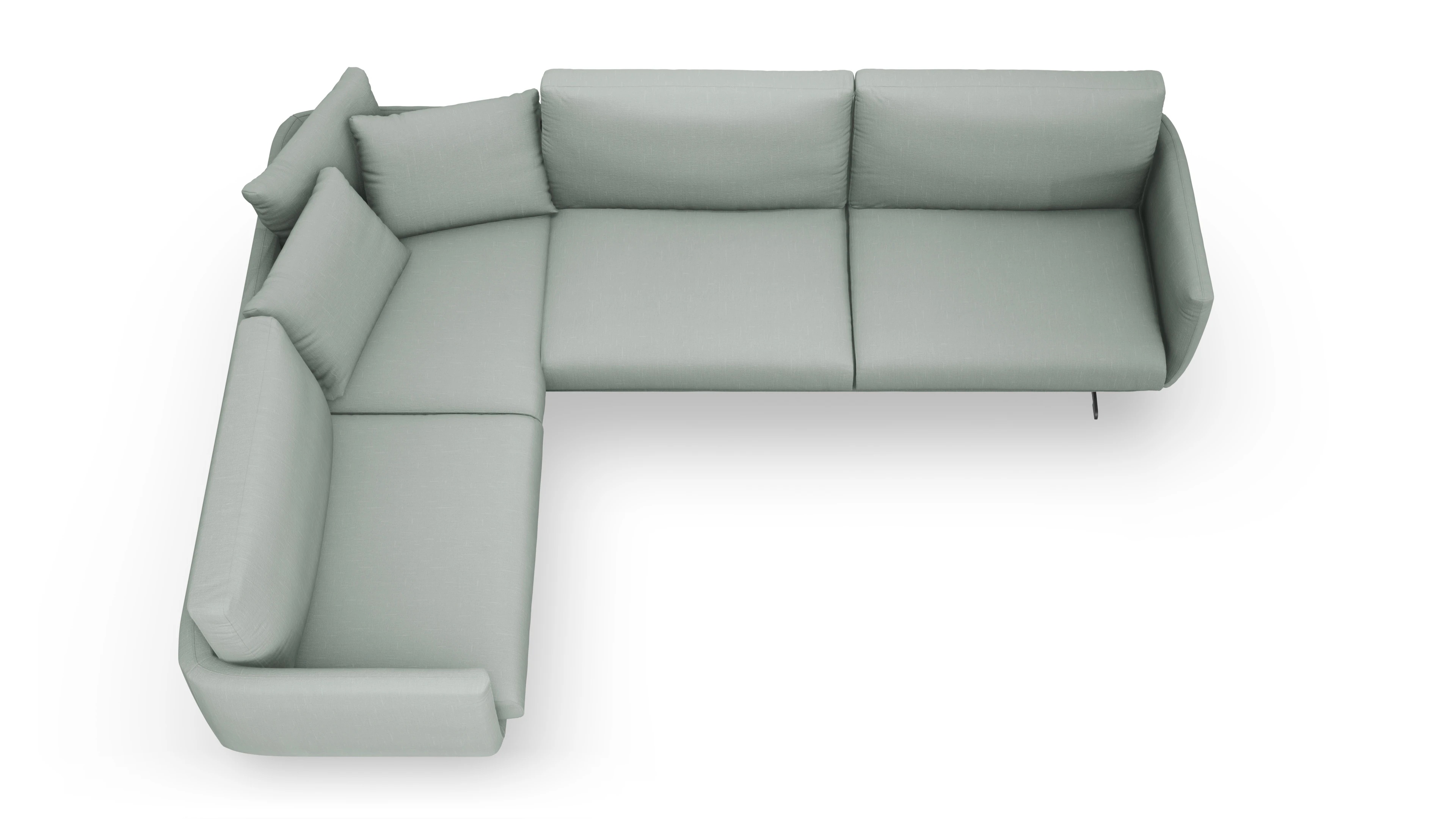 Designer-Sofa Boteri Ansicht des Produktes Boteri Ecksofa Links in Stoff grün
