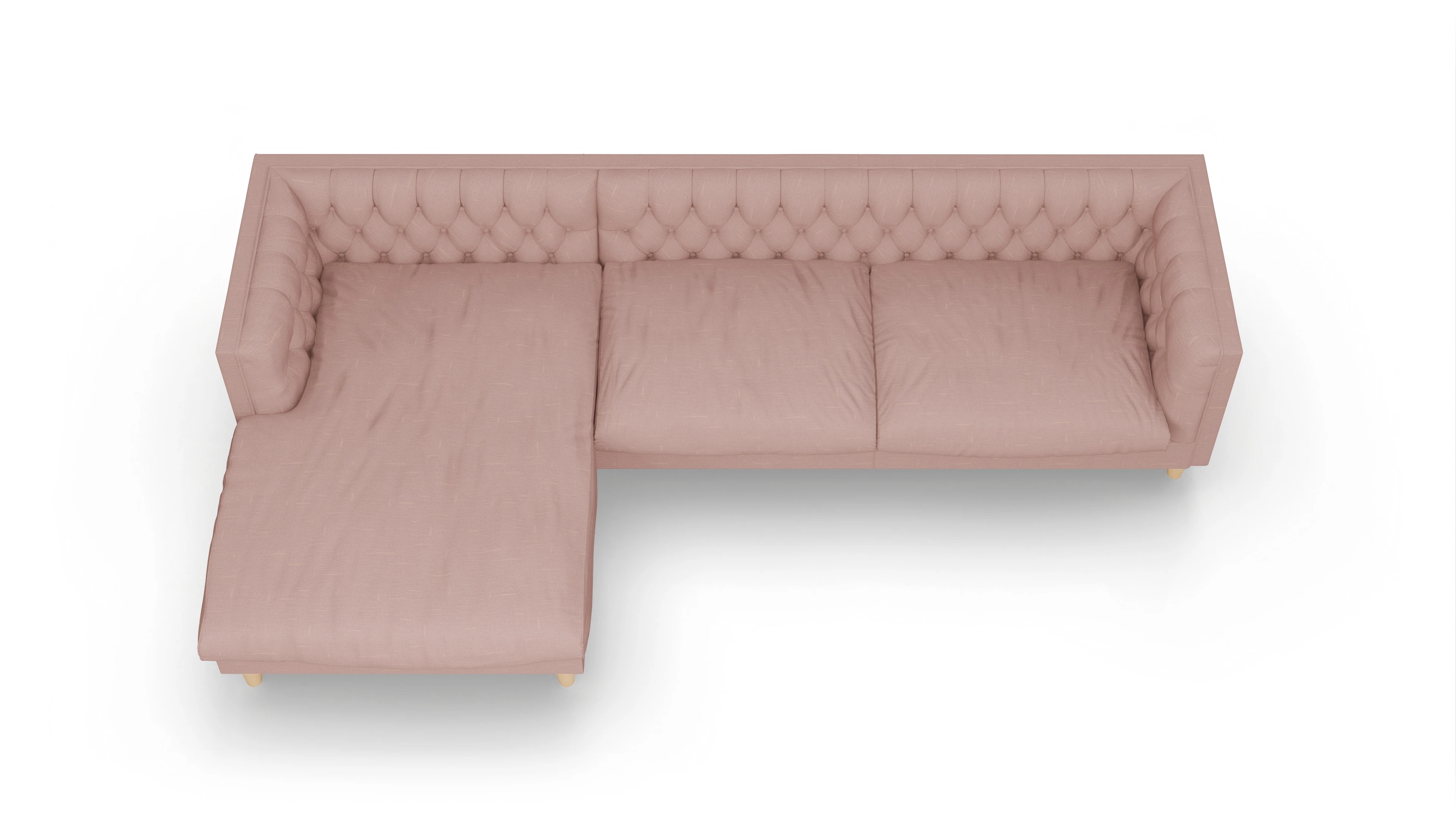 Stoff-Chesterfield NewChester.01 Ansicht des Produktes NewChester.01 Sofa mit Rec links in Stoff rot