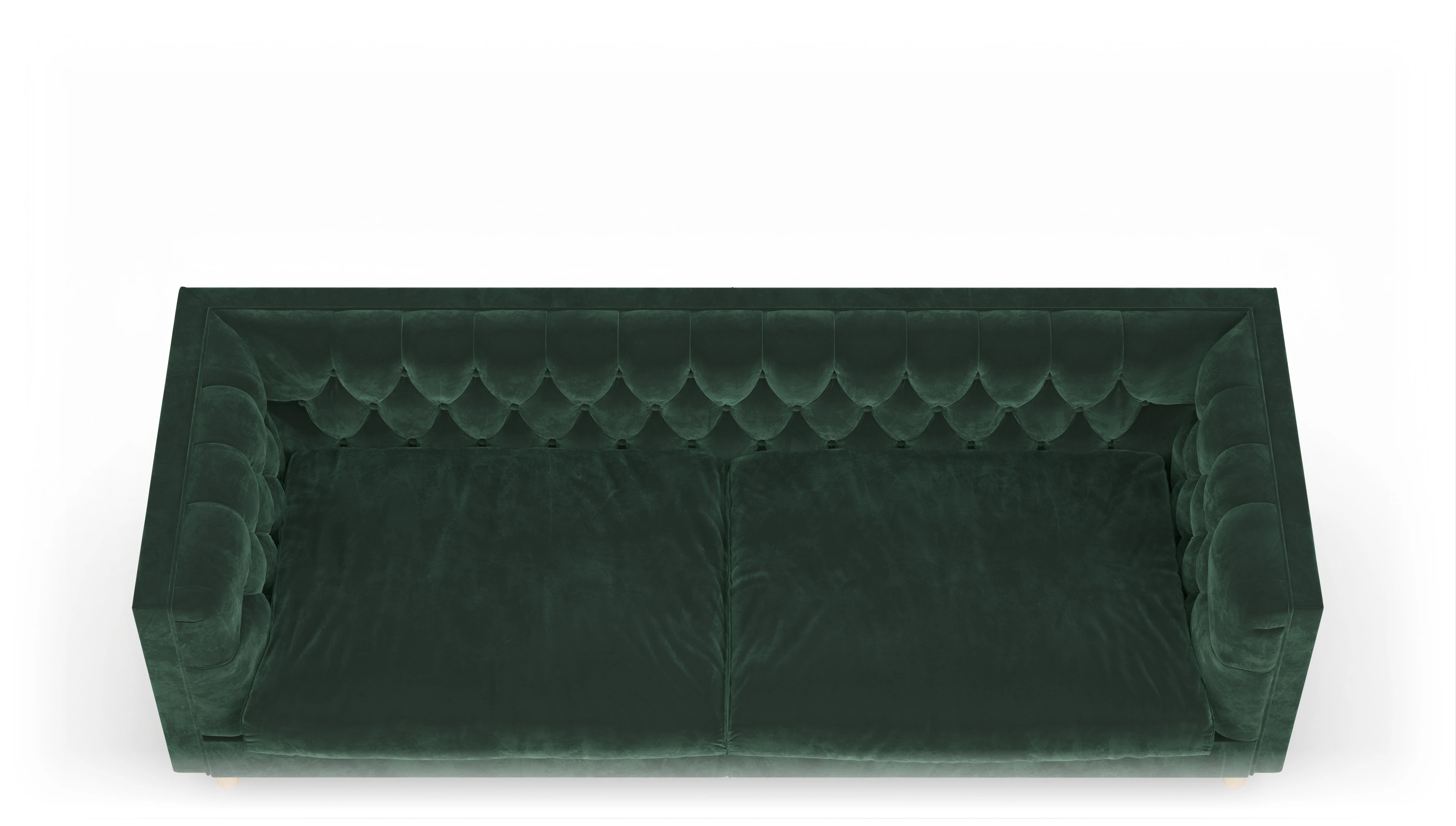 Stoff-Chesterfield NewChester.01 Ansicht des Produktes NewChester.01 3-Sitzer in Samt grün