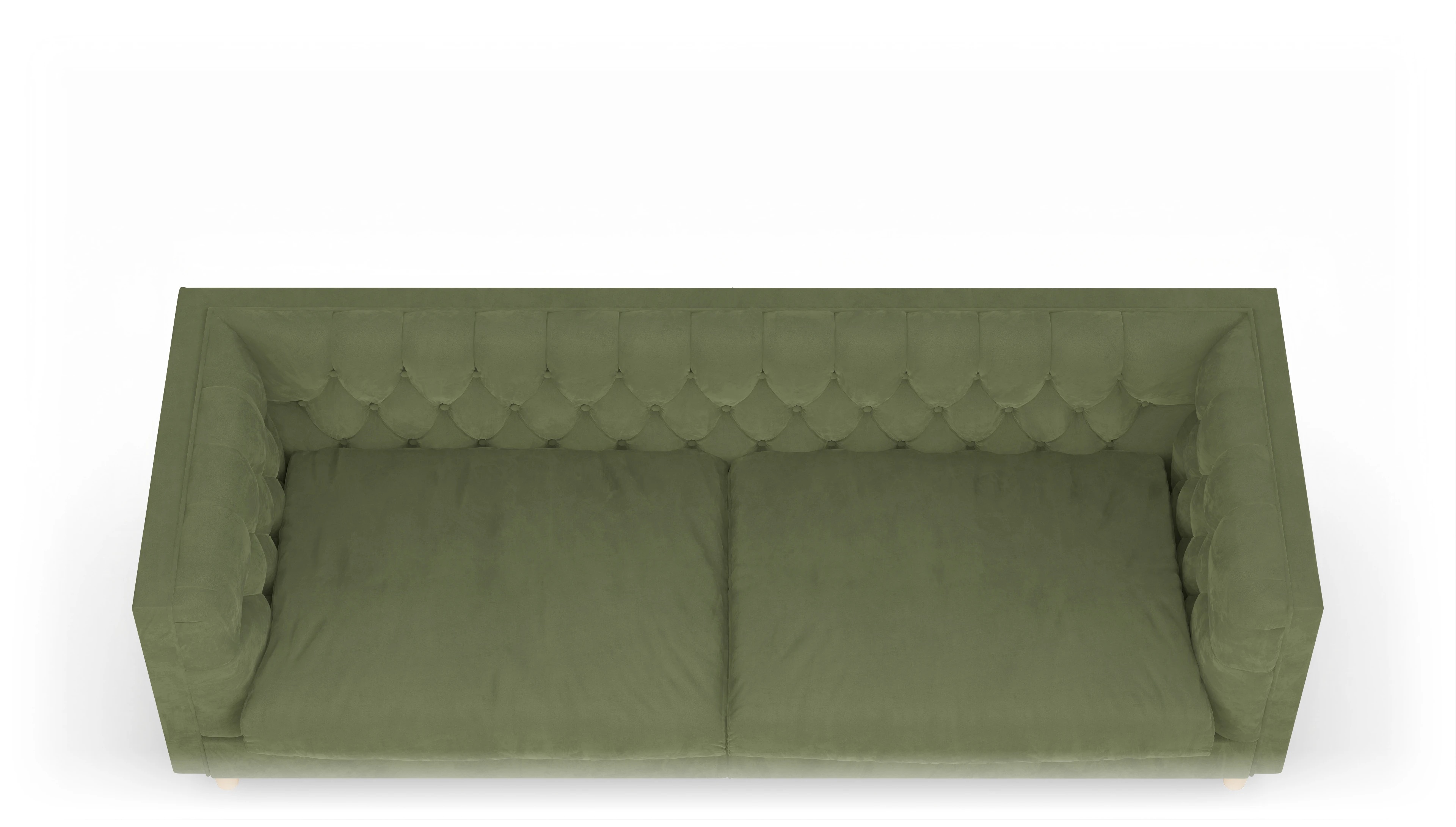 Stoff-Chesterfield NewChester.01 Ansicht des Produktes NewChester.01 3-Sitzer in Samt grün