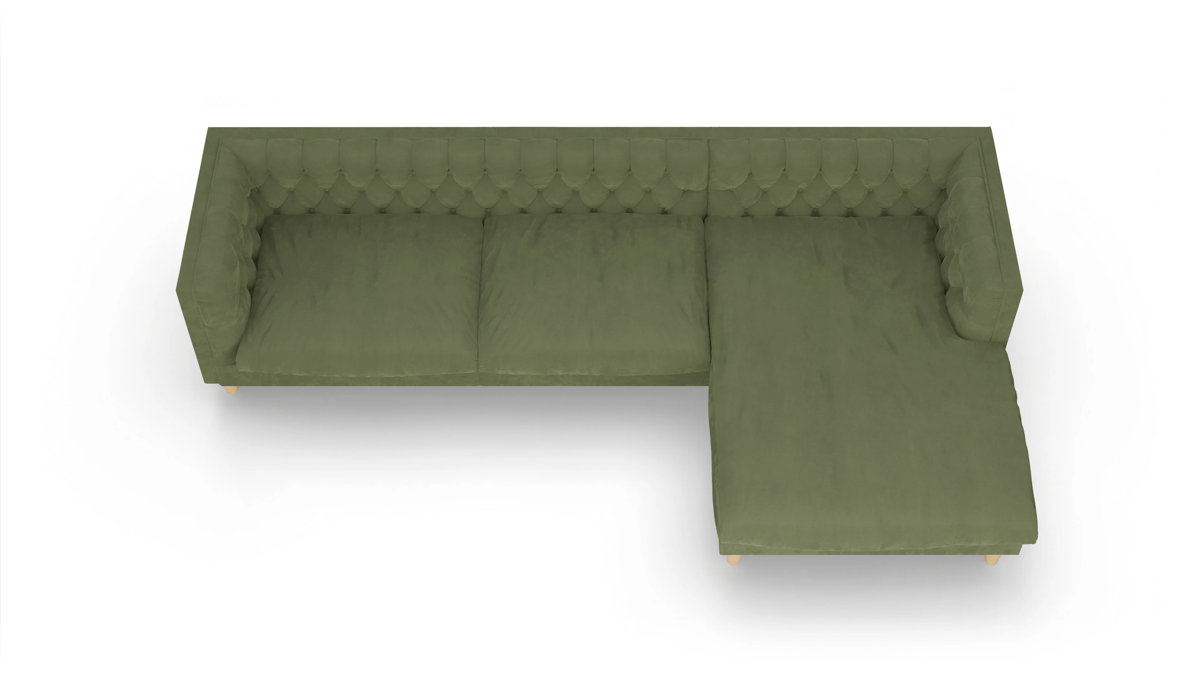 Ansicht des Produktes NewChester.01 Sofa mit Rec rechts in Samt grün