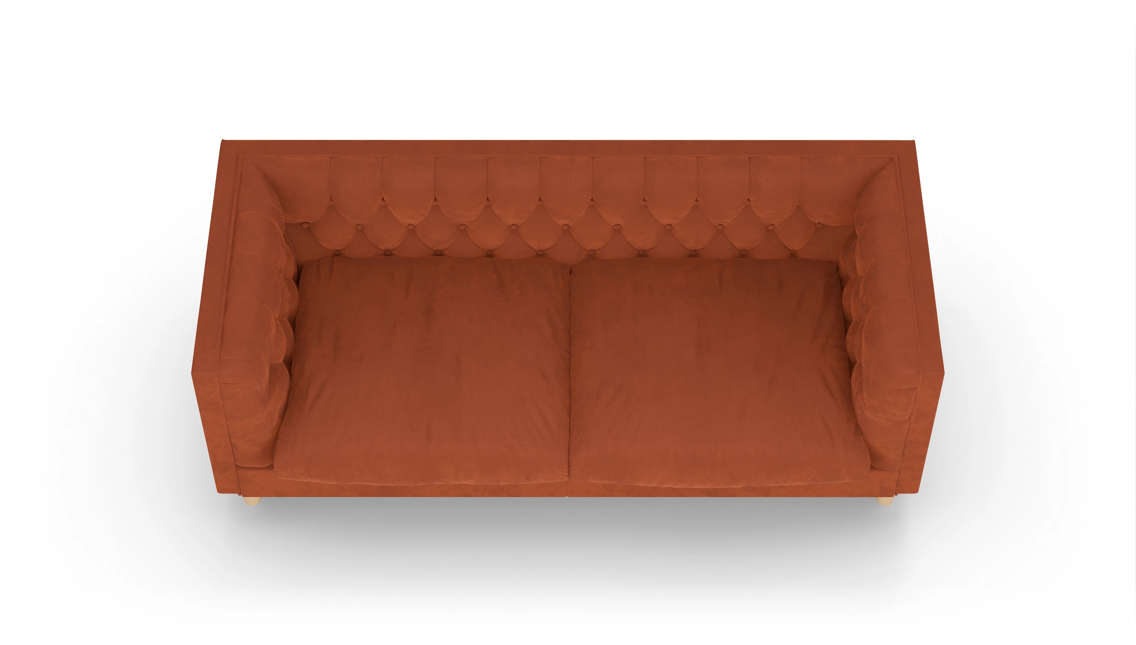 Stoff-Chesterfield NewChester.01 Ansicht des Produktes NewChester.01 2,5-Sitzer in Samt orange