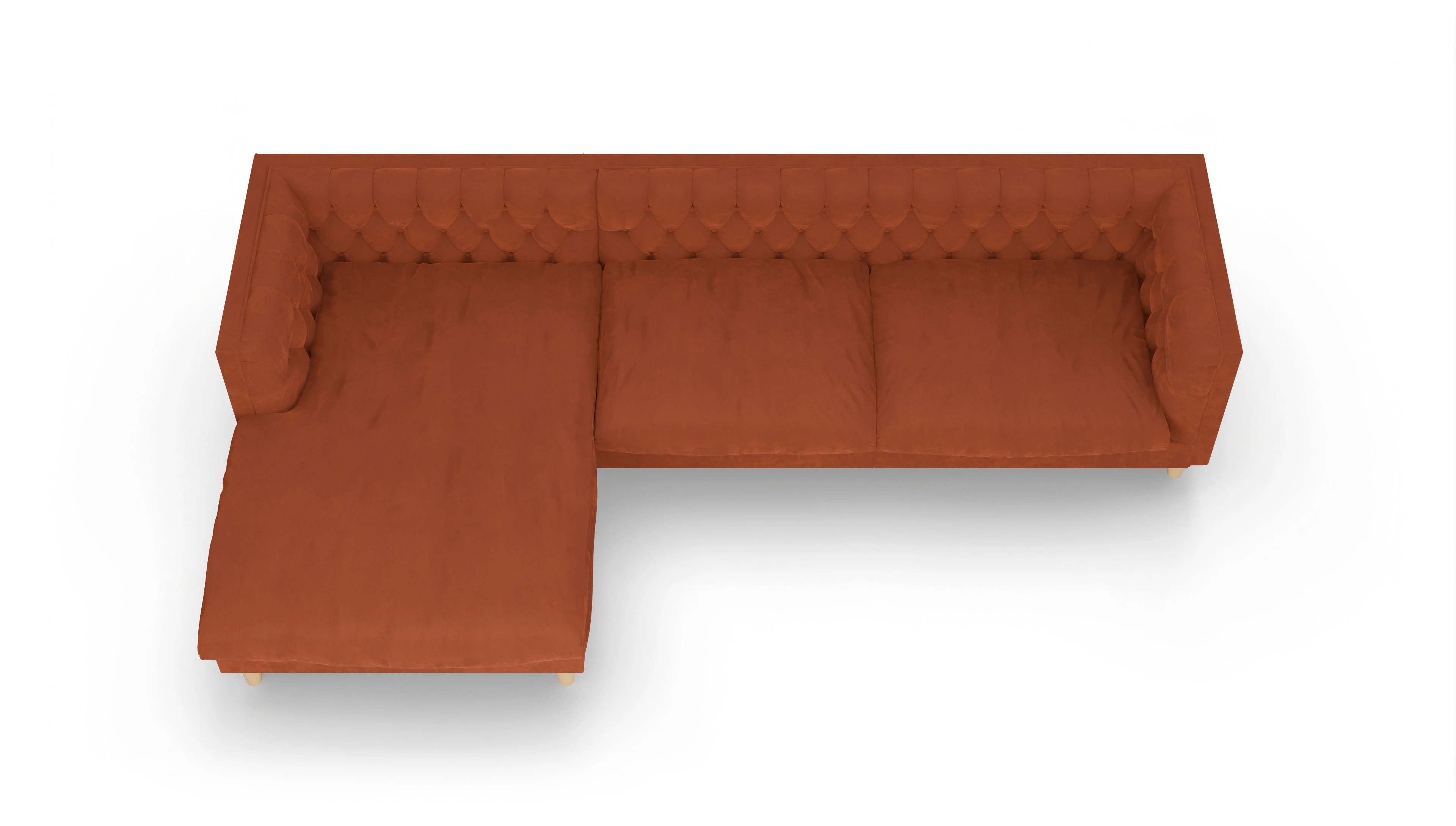 Ansicht des Produktes NewChester.01 Sofa mit Rec links in Samt orange