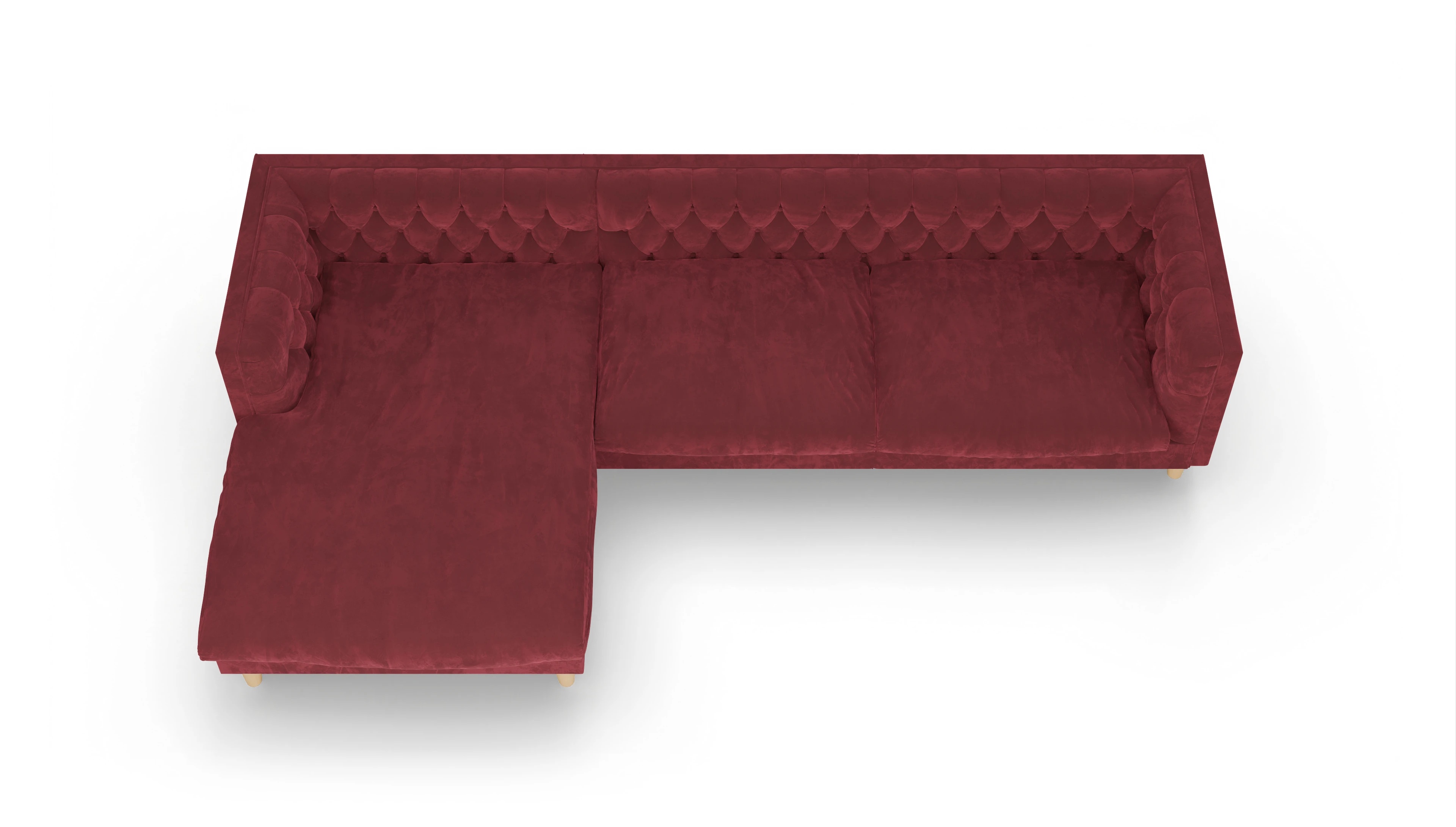 Ansicht des Produktes NewChester.01 Sofa mit Rec links in Samt rot