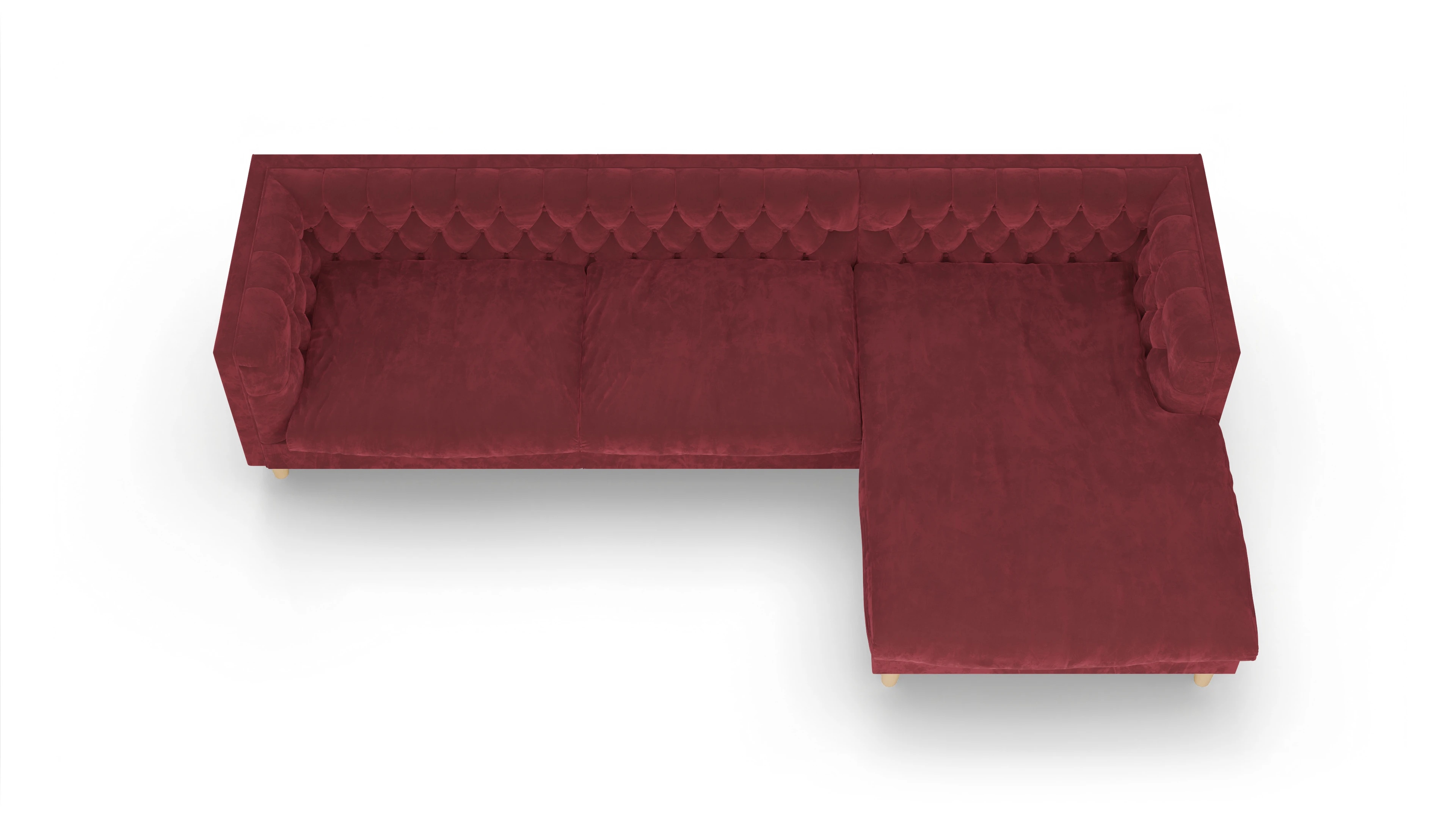 Ansicht des Produktes NewChester.01 Sofa mit Rec rechts in Samt rot