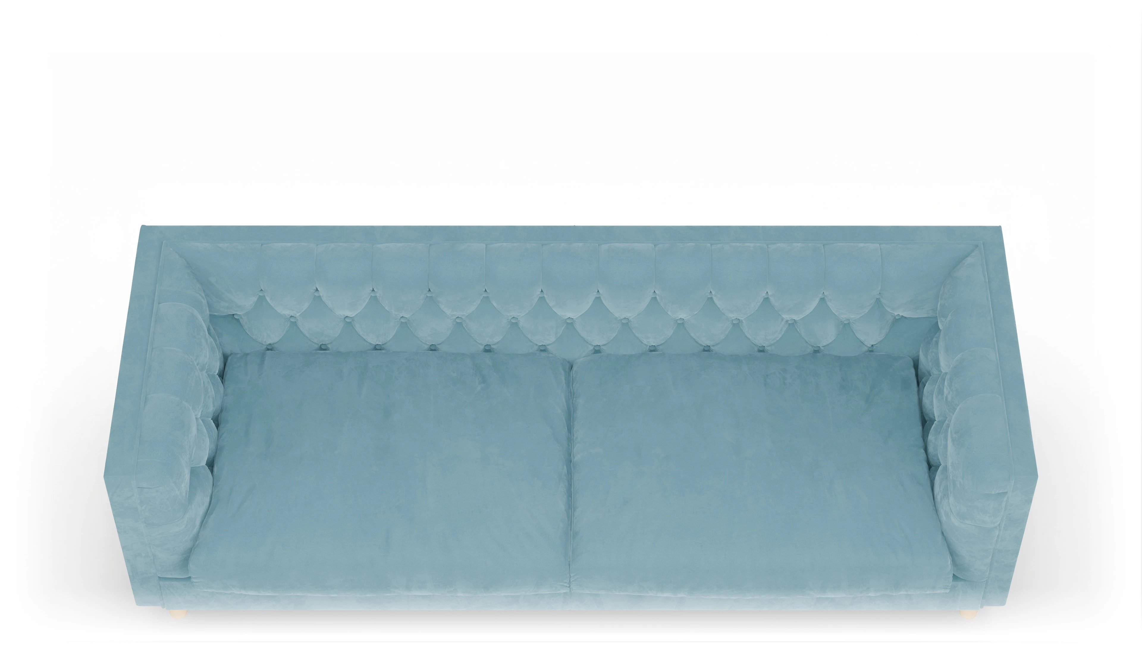 Stoff-Chesterfield NewChester.01 Ansicht des Produktes NewChester.01 3-Sitzer in Samt blau