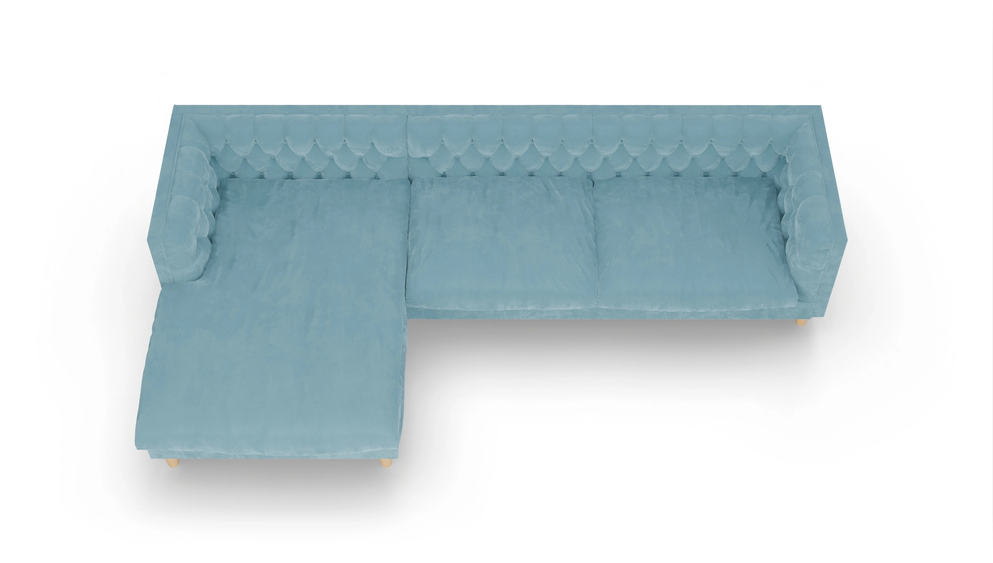 Ansicht des Produktes NewChester.01 Sofa mit Rec links in Samt blau