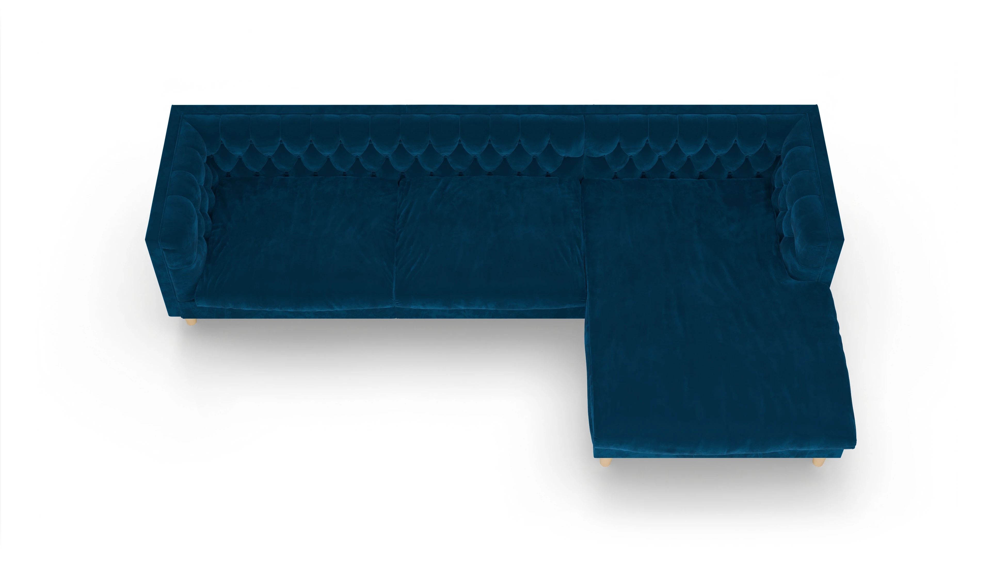 Ansicht des Produktes NewChester.01 Sofa mit Rec rechts in Samt blau