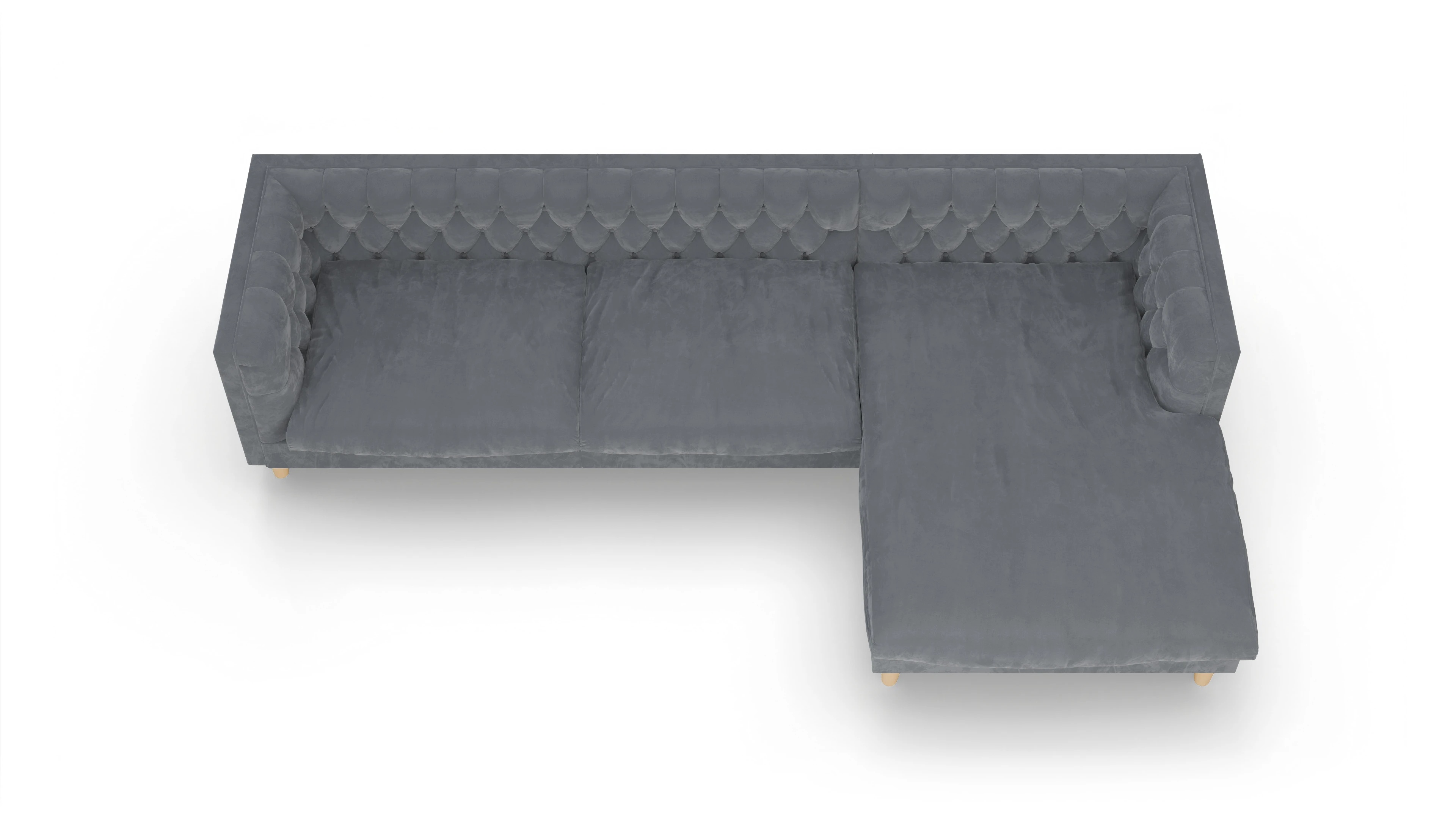 Ansicht des Produktes NewChester.01 Sofa mit Rec rechts in Samt grau