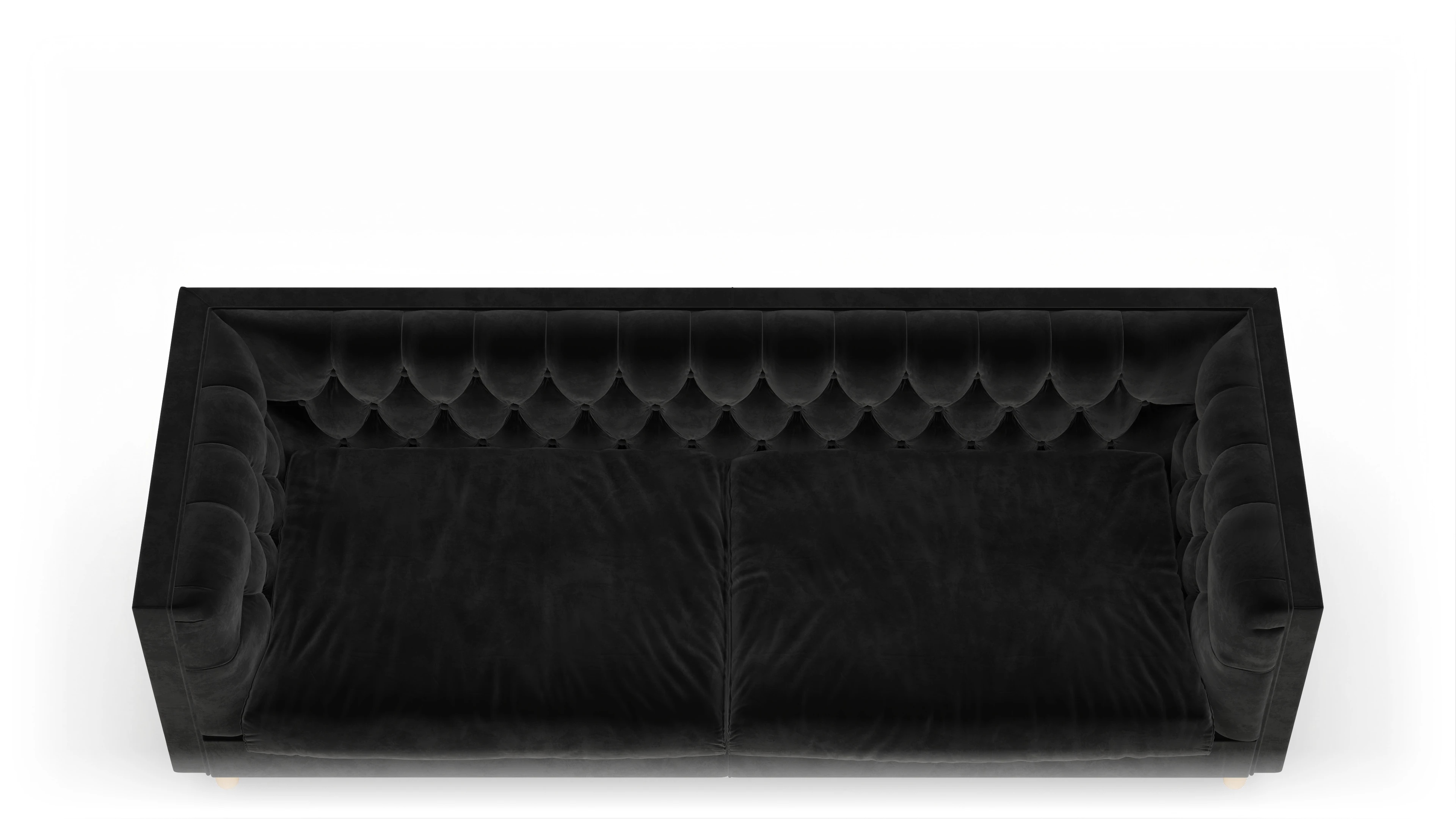 Stoff-Chesterfield NewChester.01 Ansicht des Produktes NewChester.01 3-Sitzer in Samt schwarz