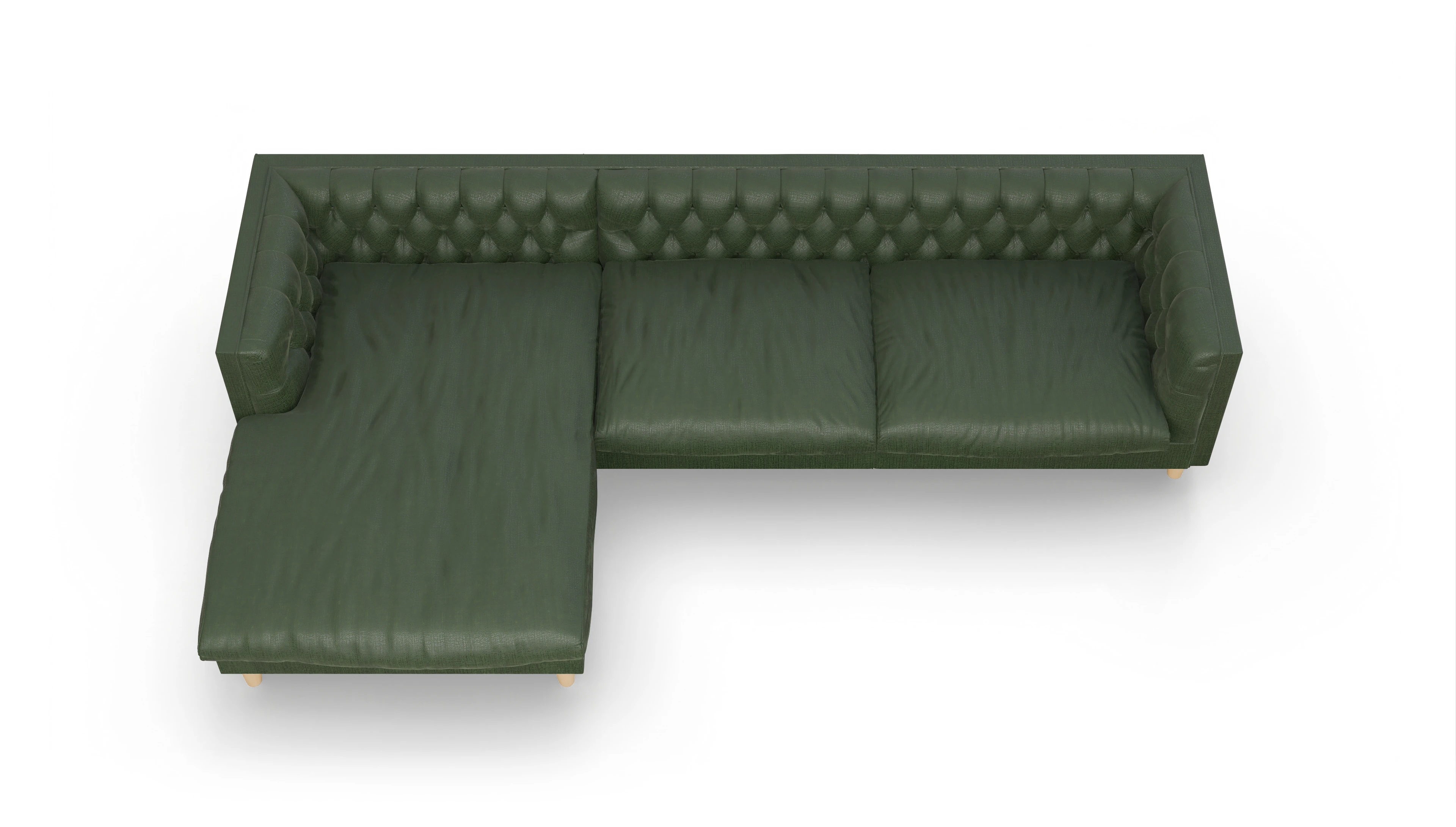 Stoff-Chesterfield NewChester.01 Ansicht des Produktes NewChester.01 Sofa mit Rec links in Stoff grün